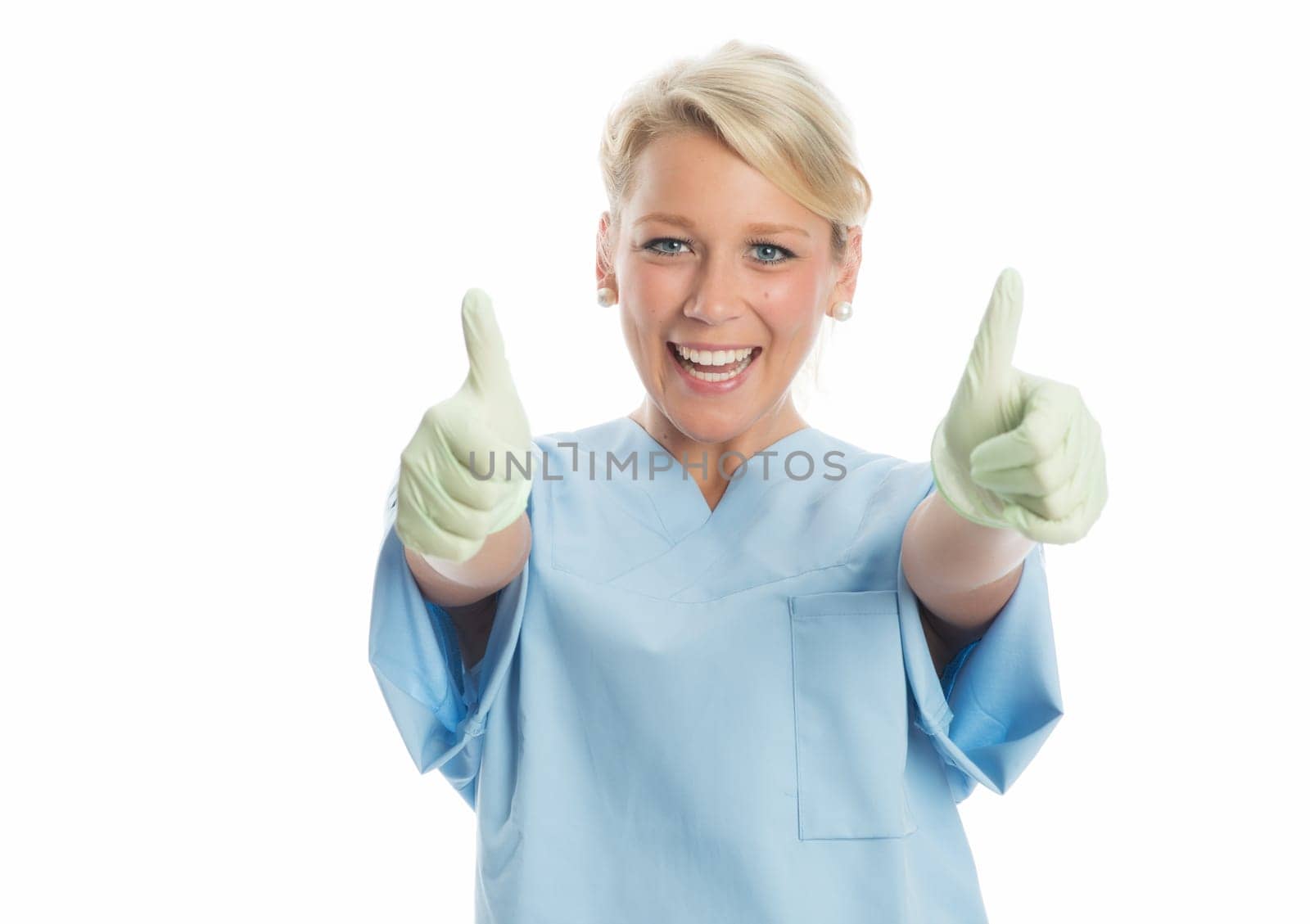 Nurse with latex gloves