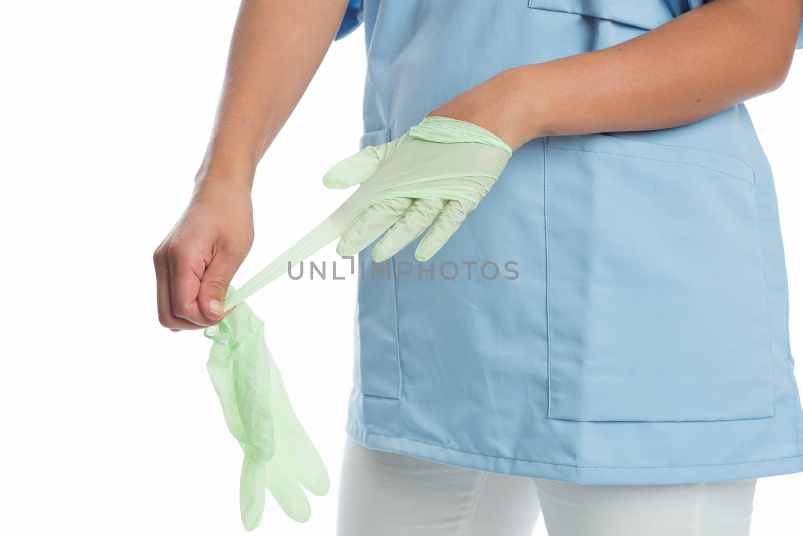 Nurse with latex gloves