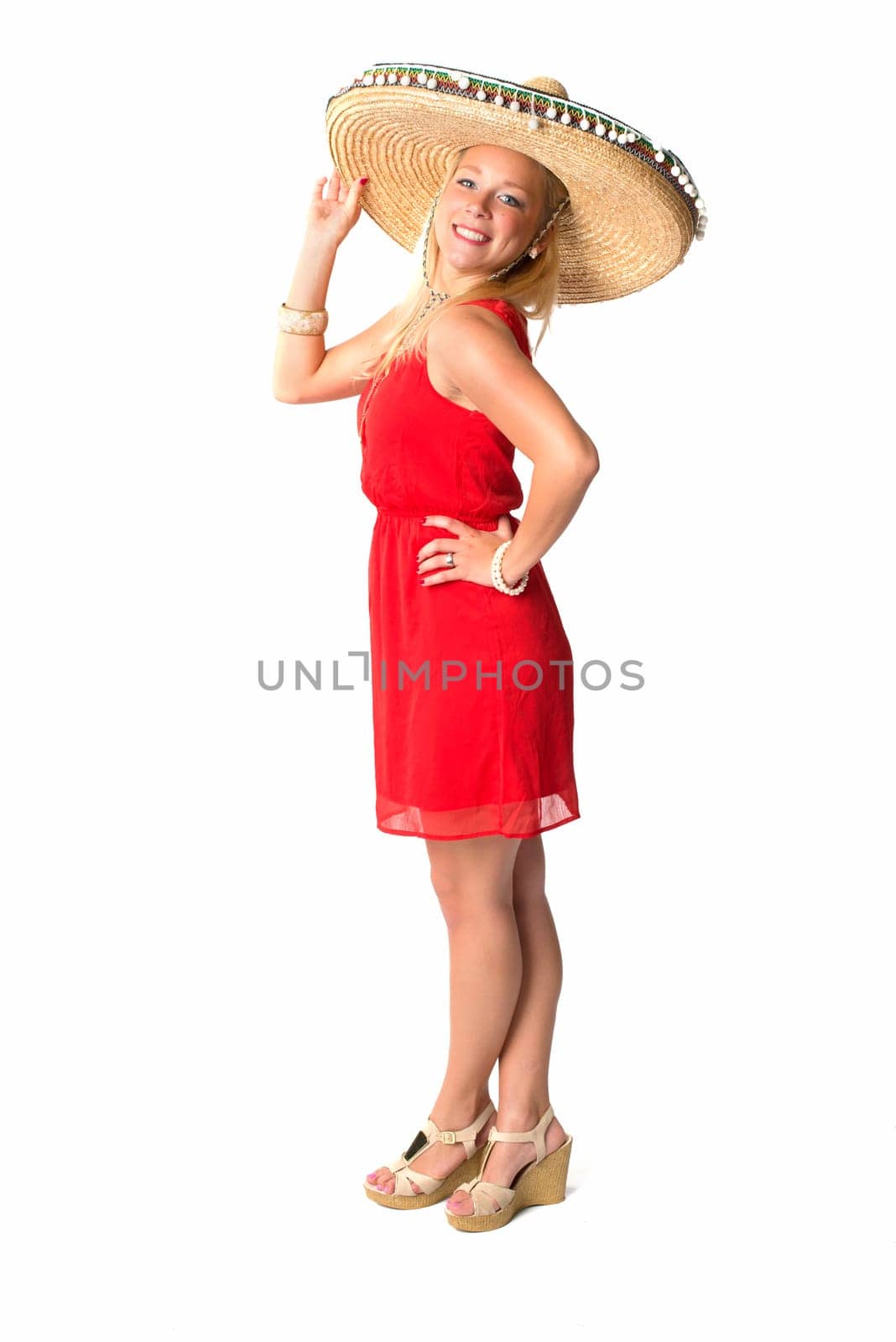 Blonde woman with sombrero