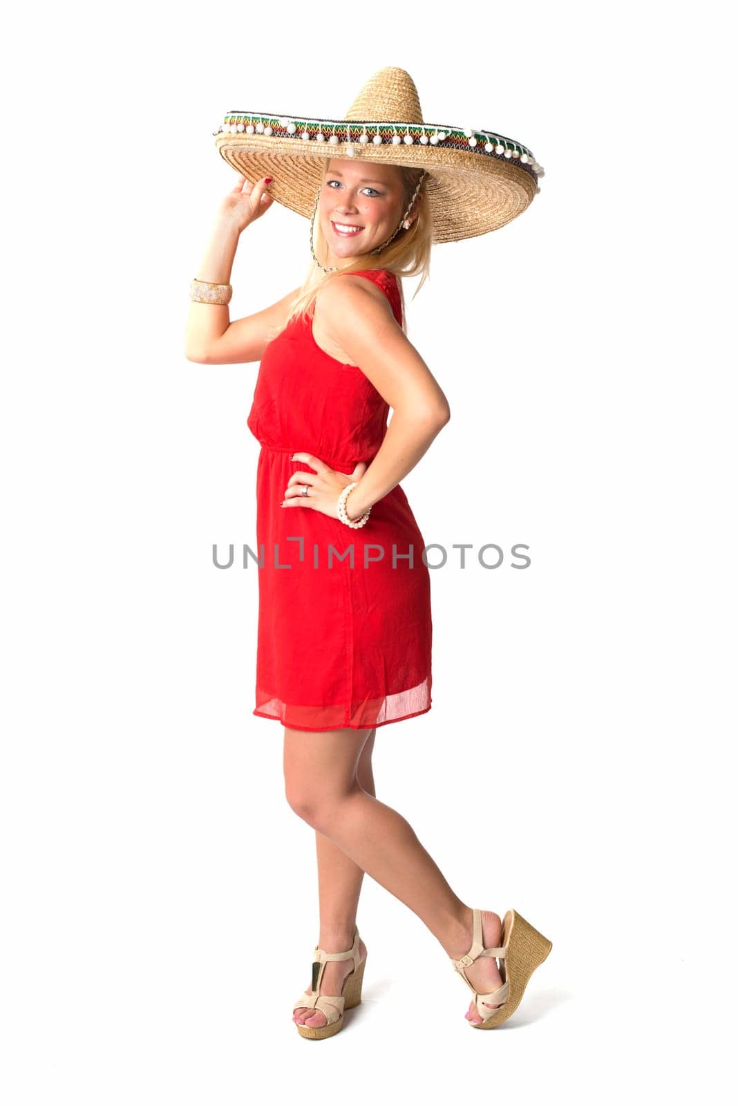 Blonde woman with sombrero