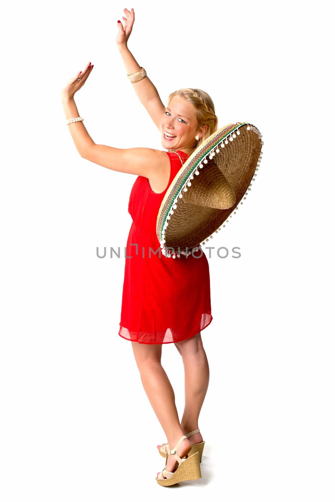 Blonde woman with sombrero