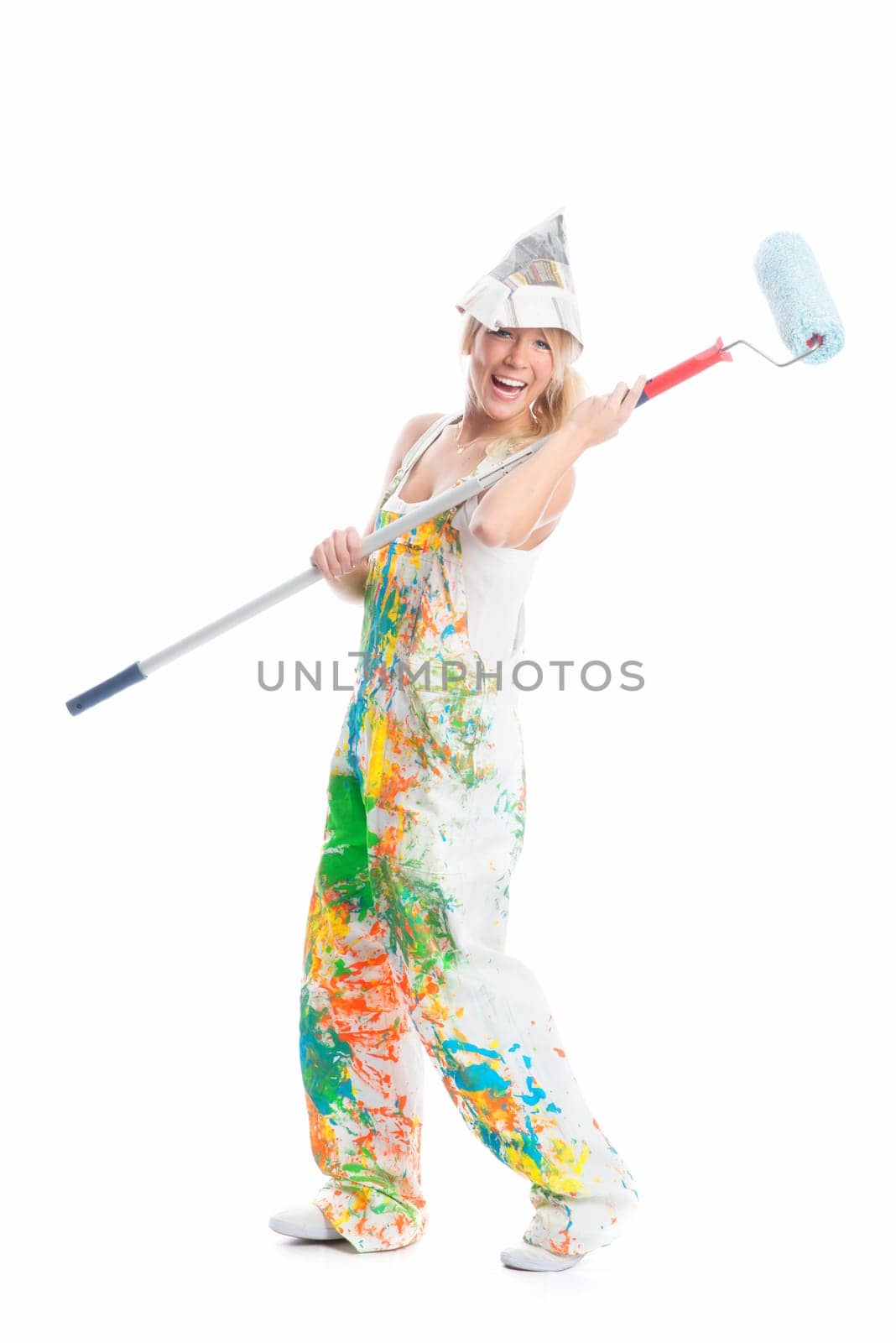 Female painter with painter's coat