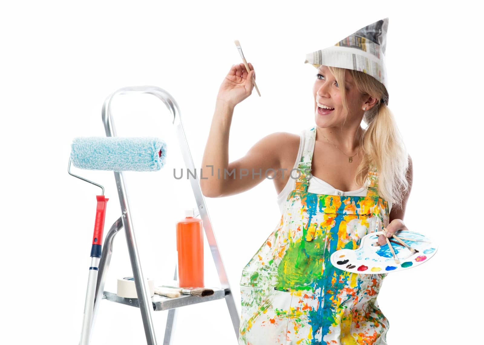 Female painter with color palette