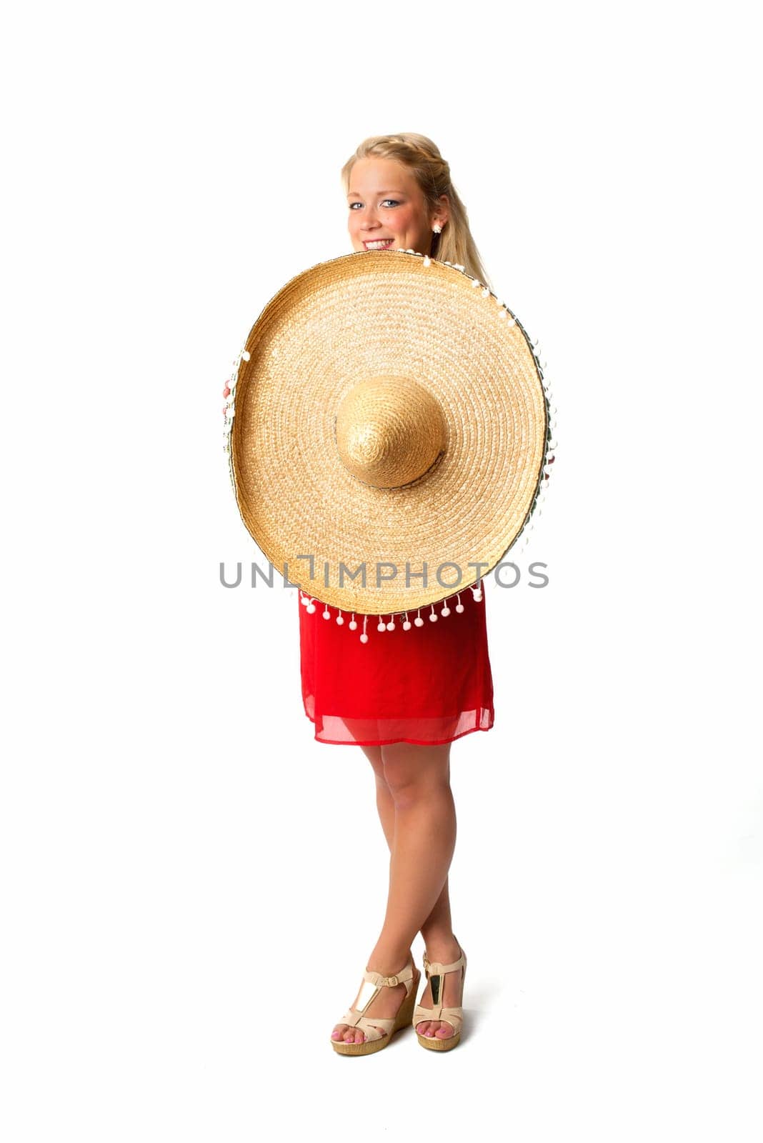 Blonde woman with sombrero