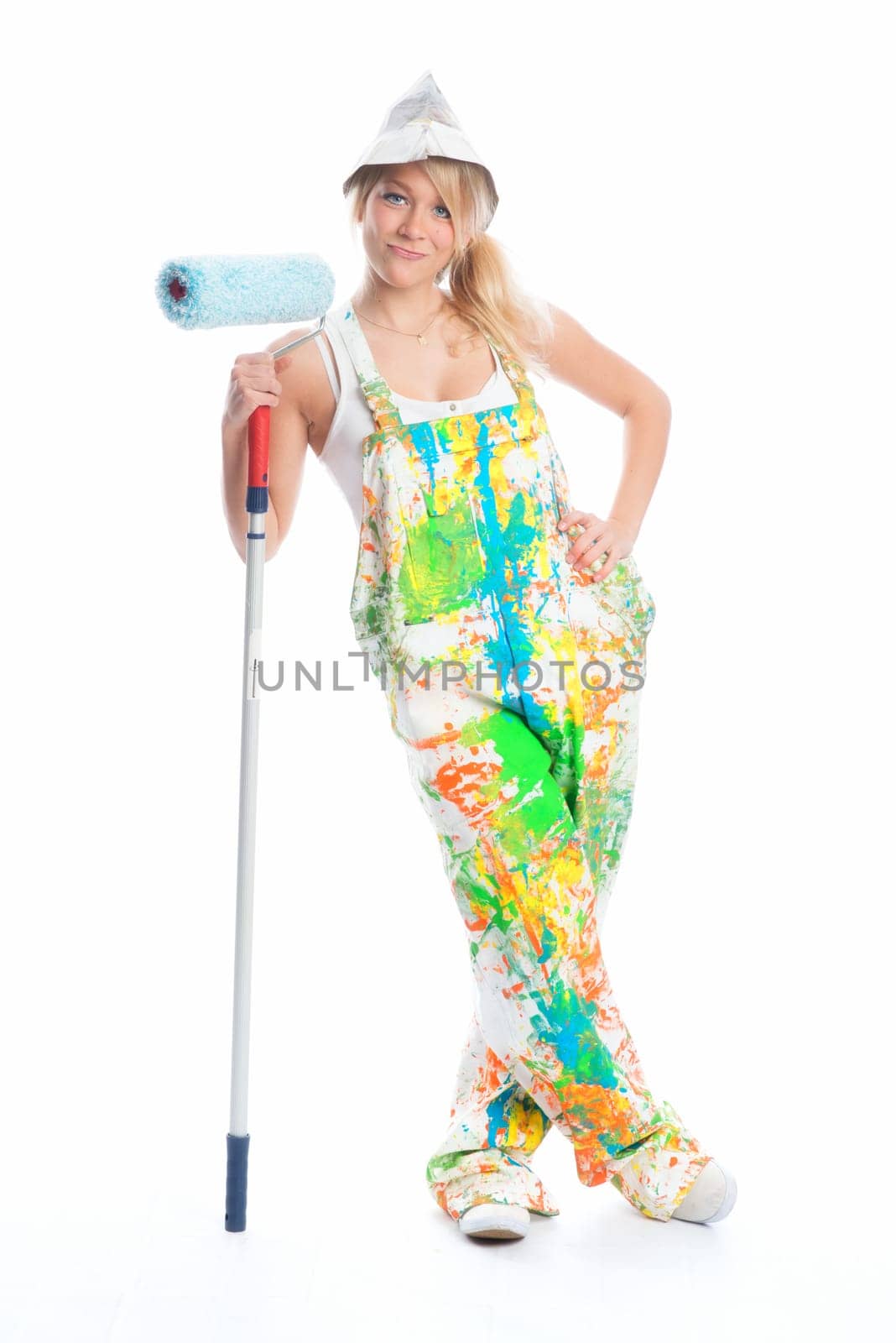 Female painter with painter's coat