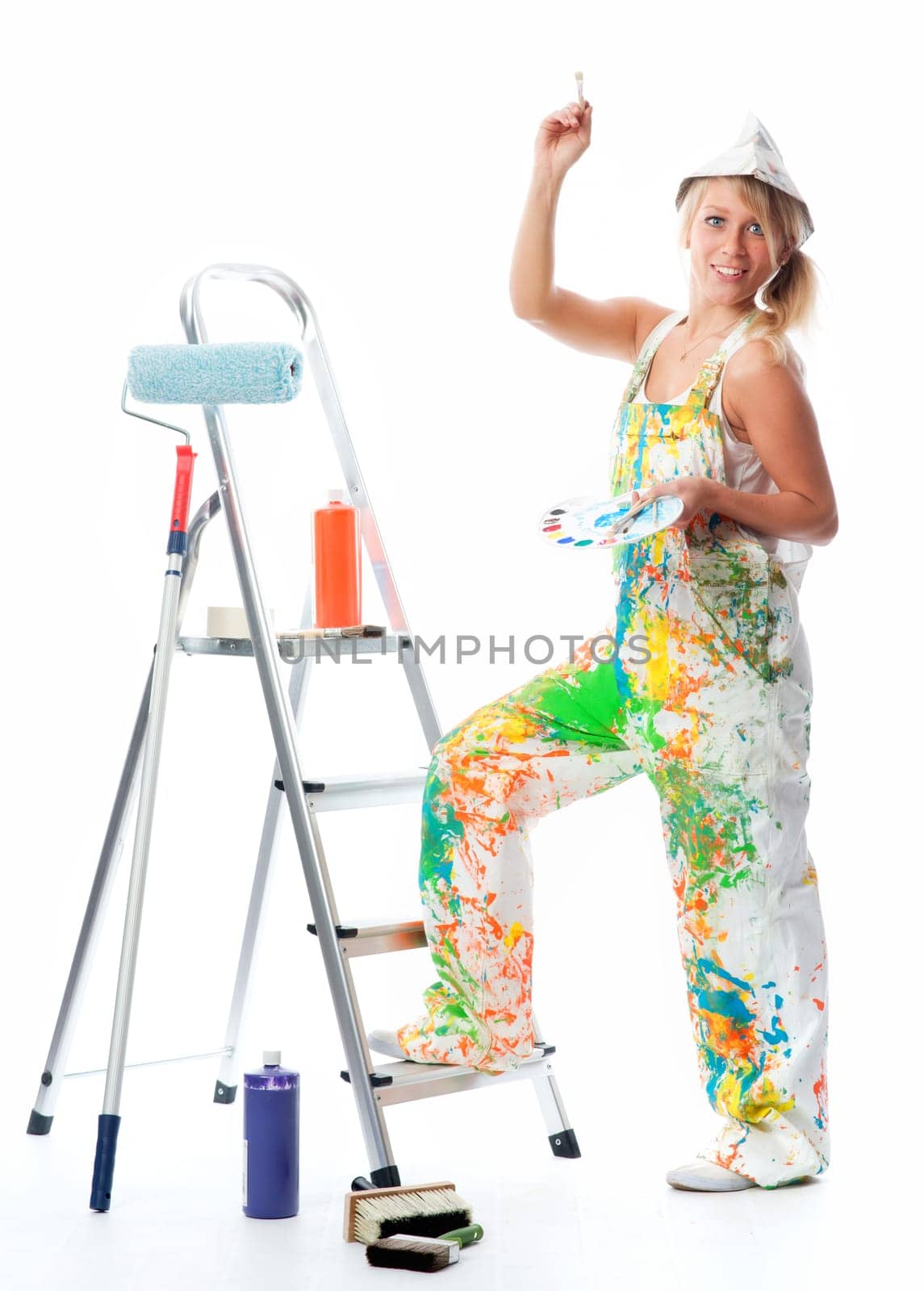 Female painter with color palette