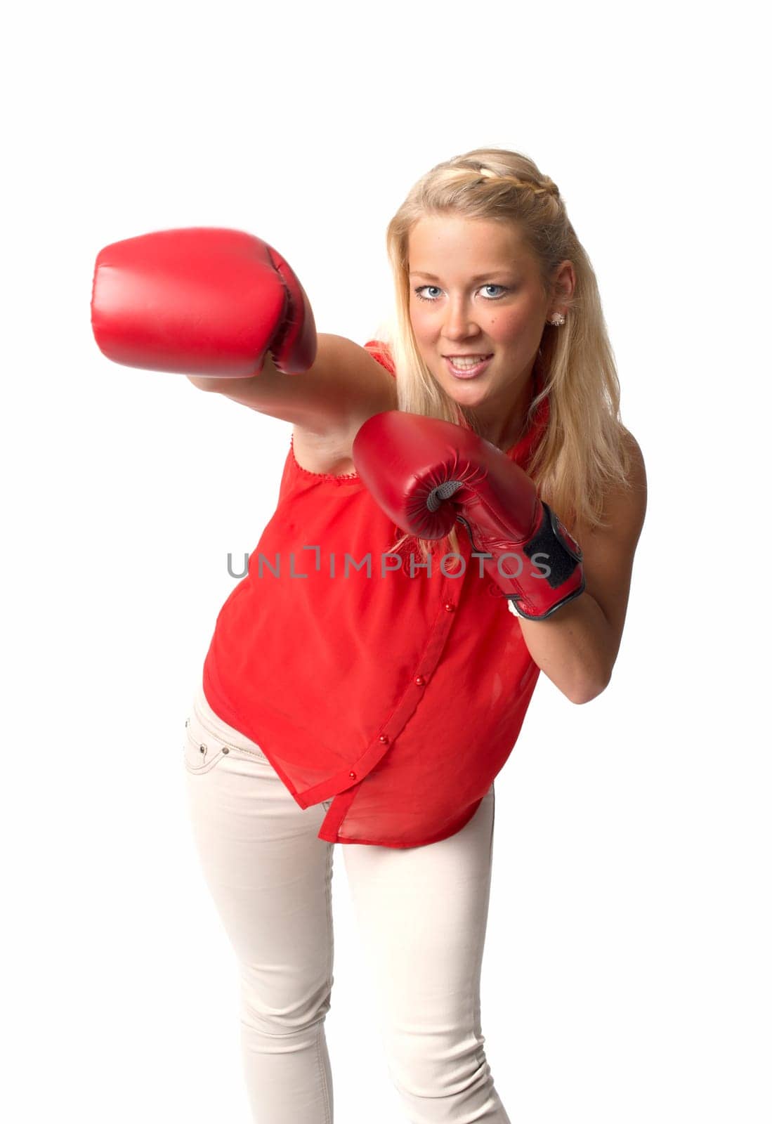 Girl with boxing gloves