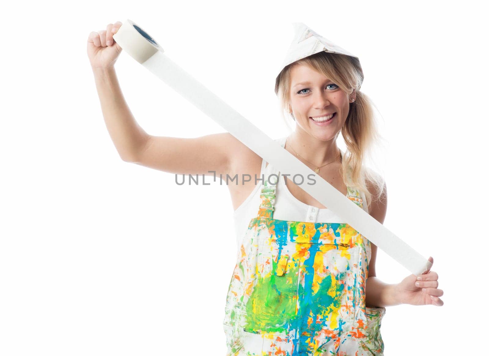 Female painter with crepe ribbon