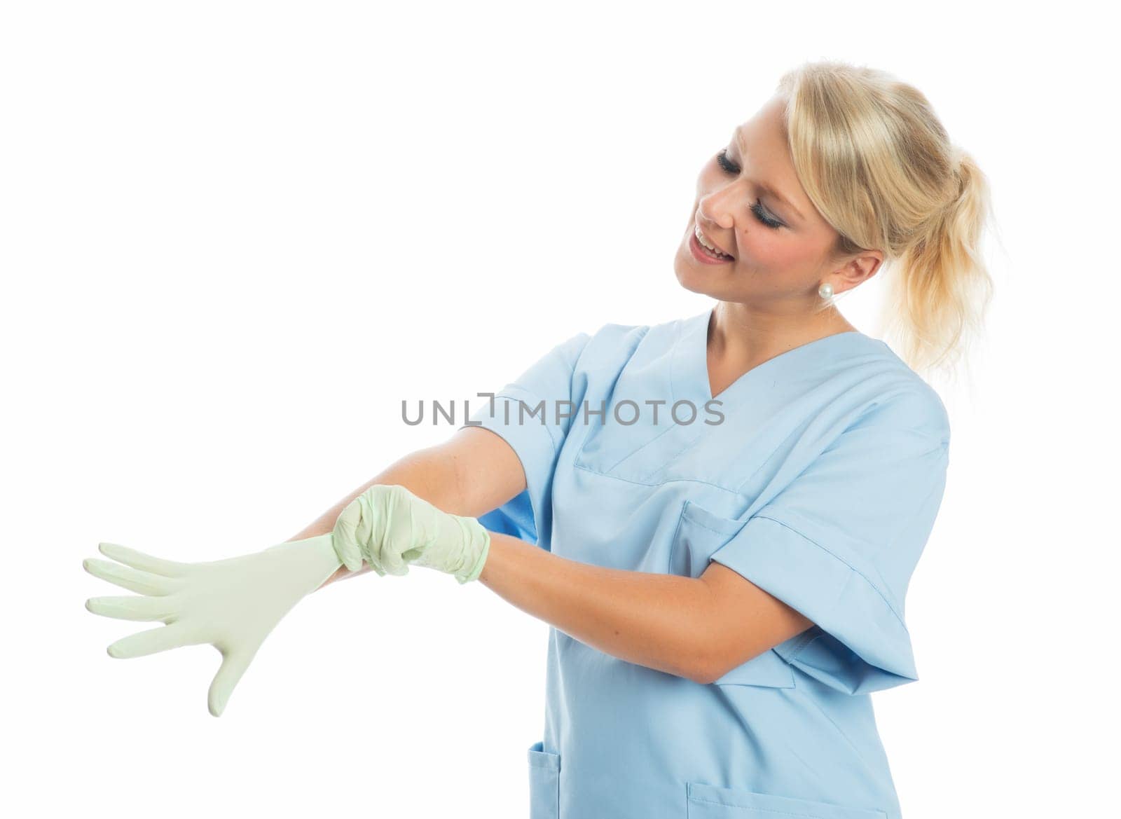 Nurse with latex gloves