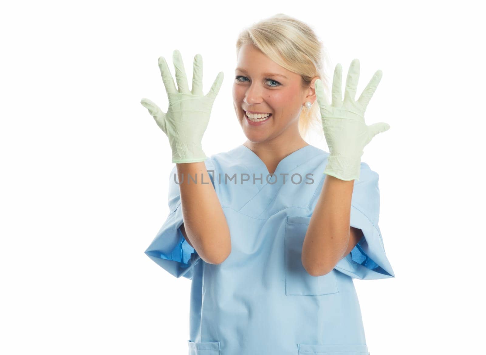 Nurse with latex gloves