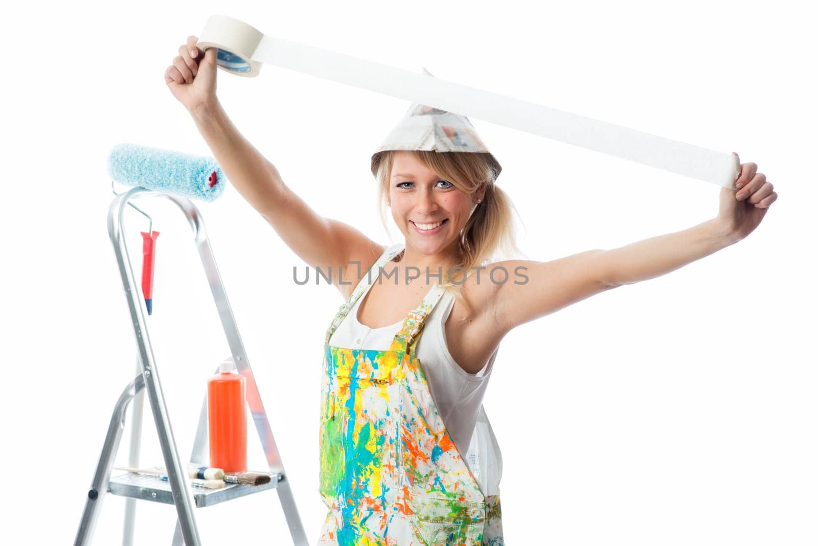 Female painter with crepe ribbon