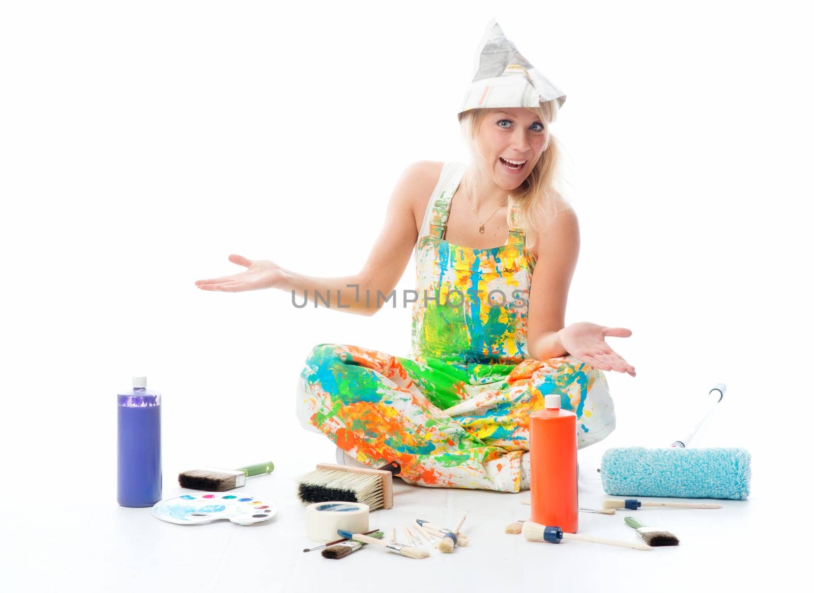 Female painter with painter's utensils