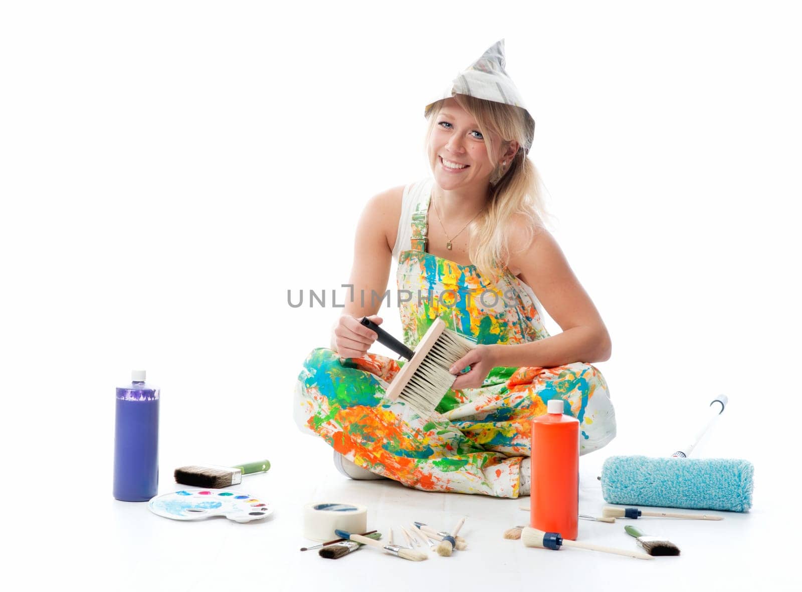 Female painter with painter's utensils