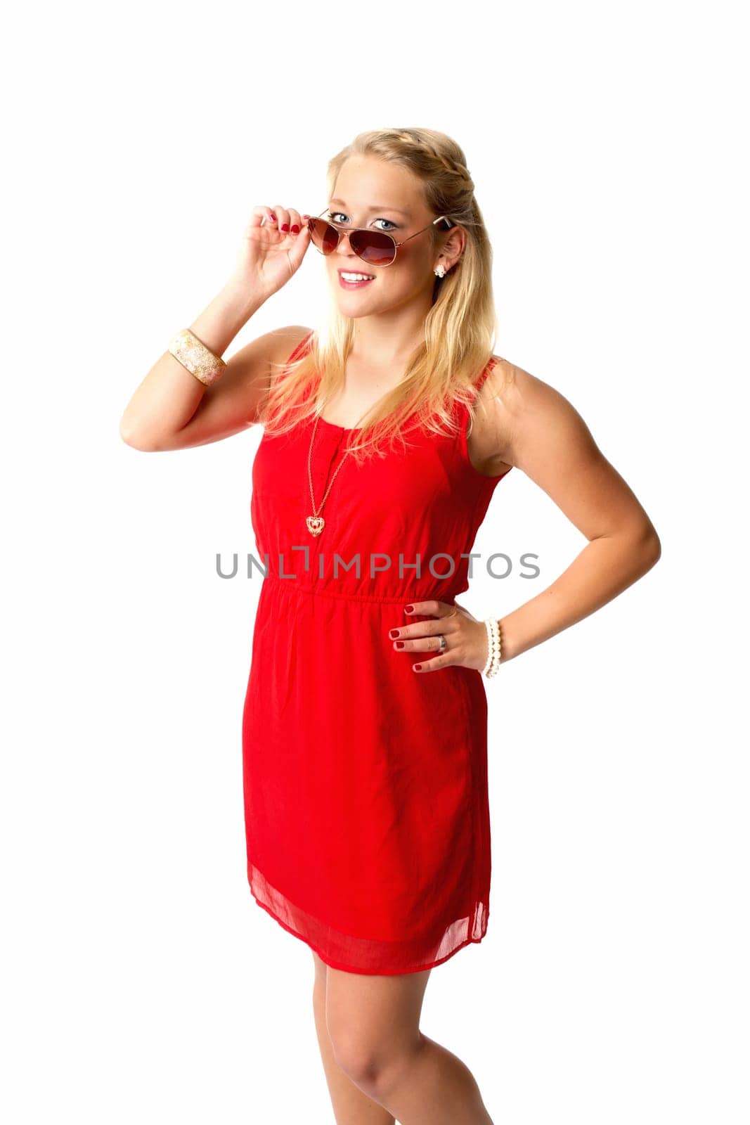 Blonde woman with sunglasses