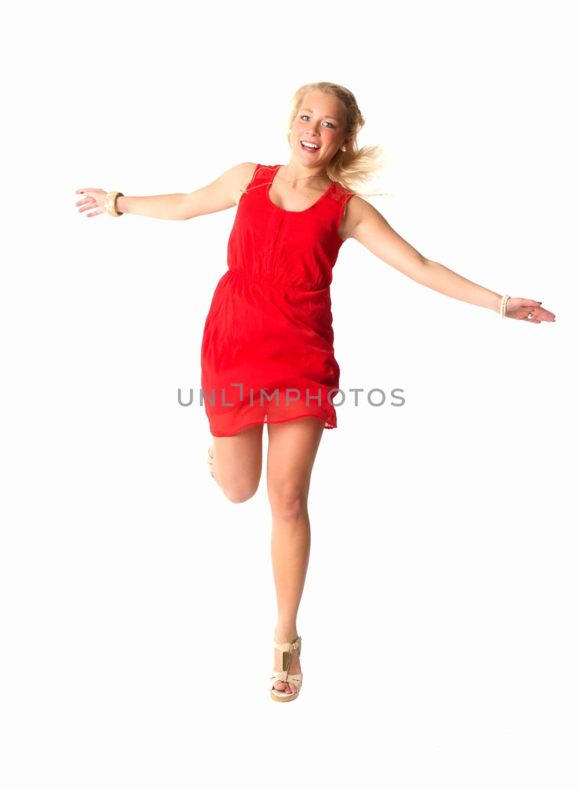 Blonde woman dances