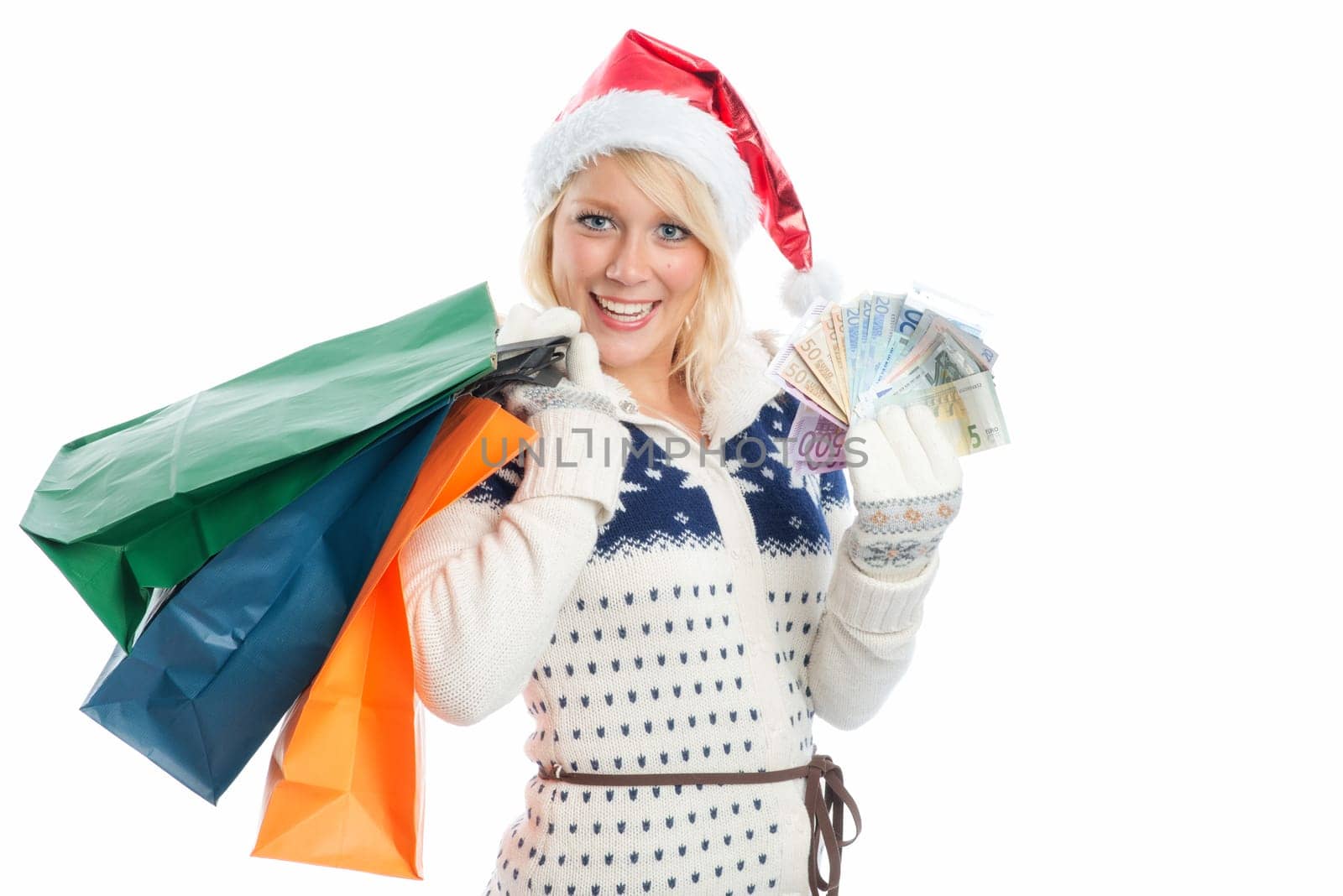 Christmas woman goes shopping