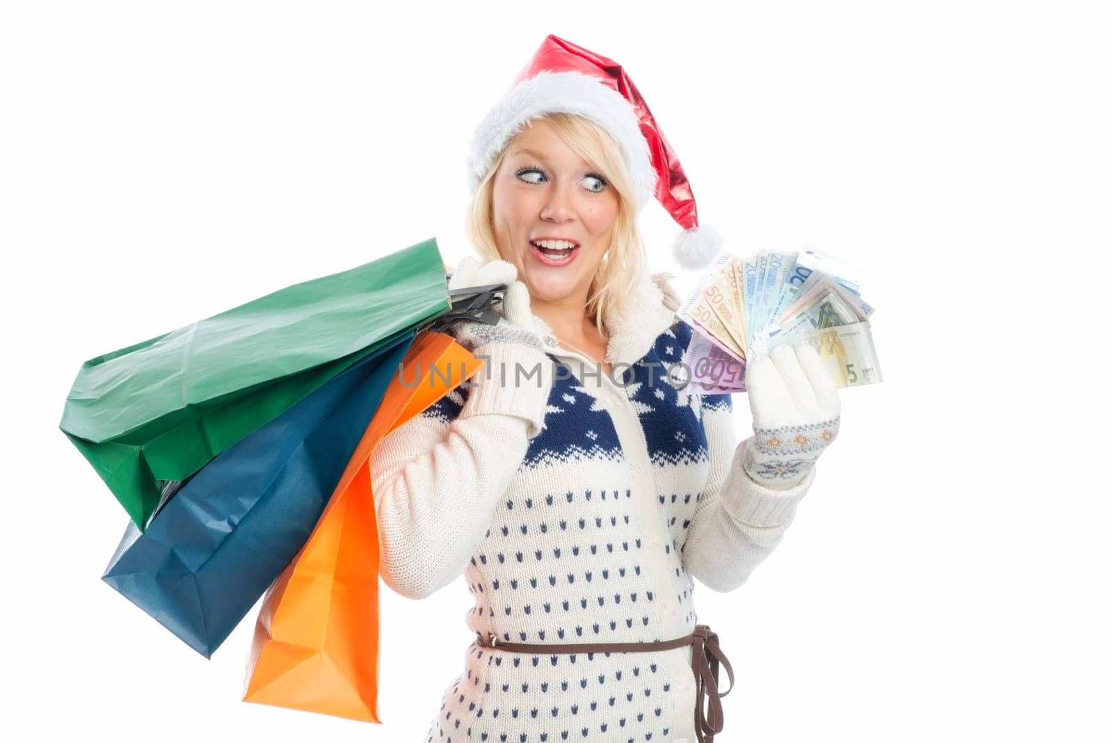 Christmas woman goes shopping