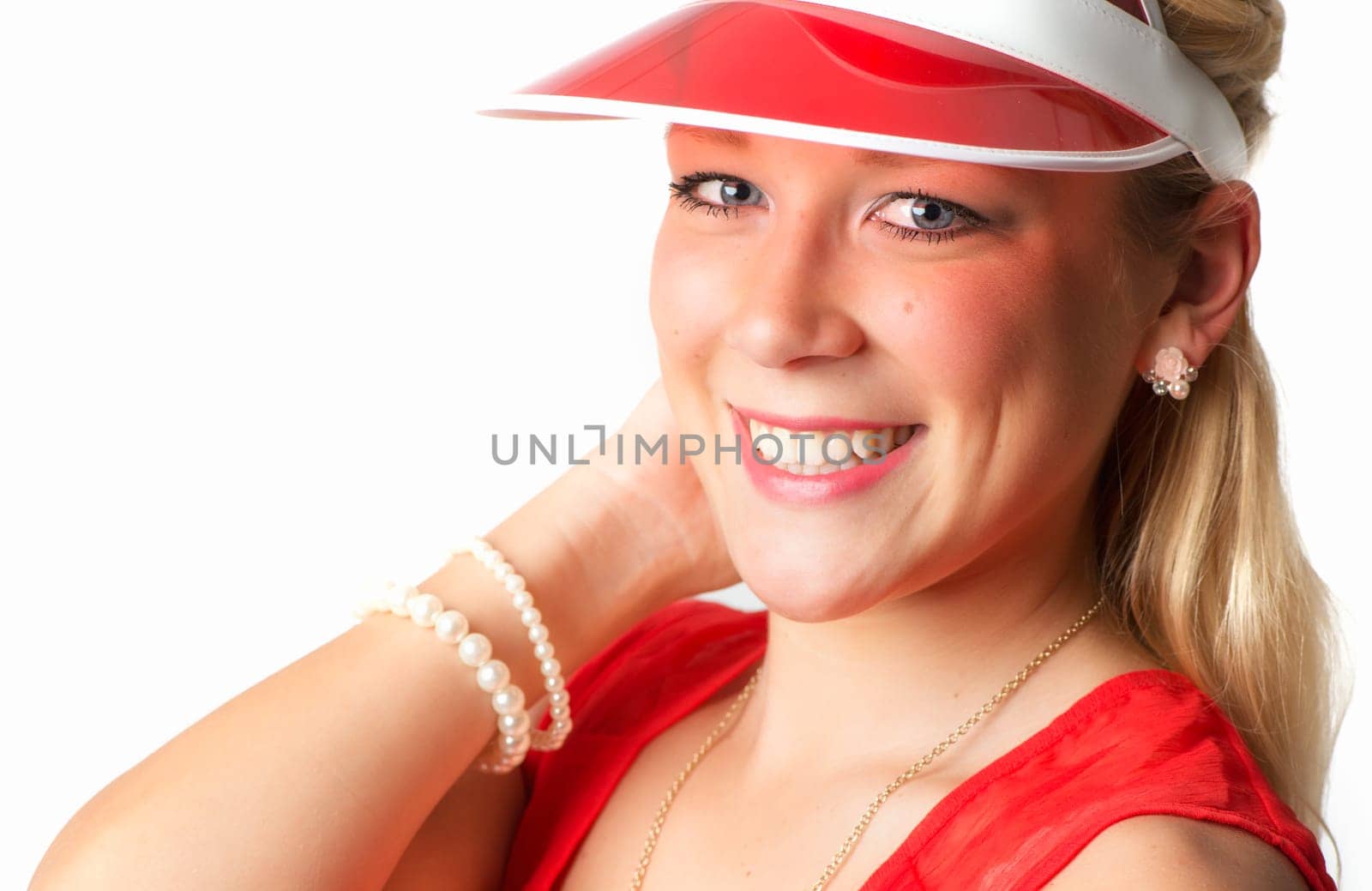Blonde woman with sunscreen