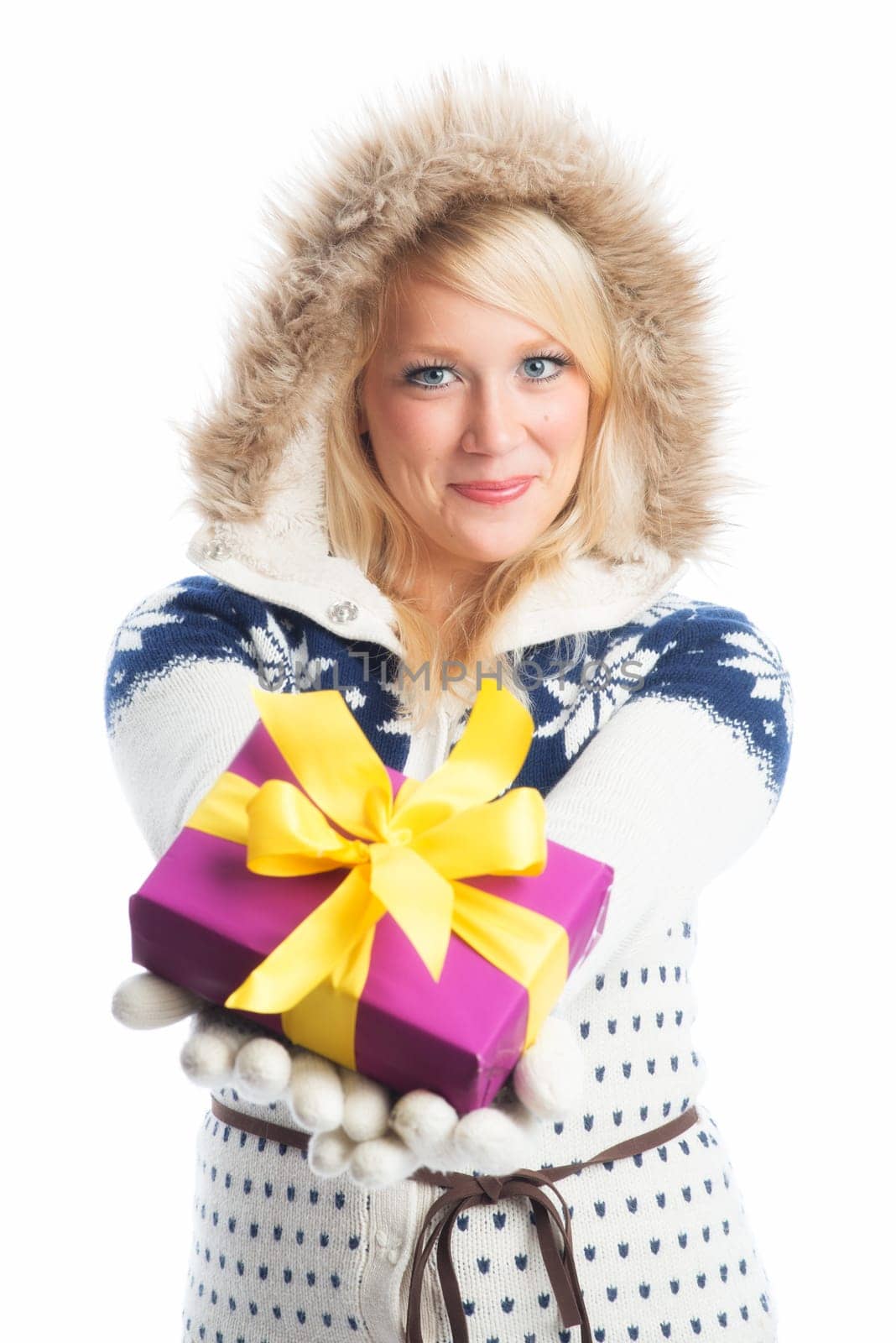 Blonde woman with gift