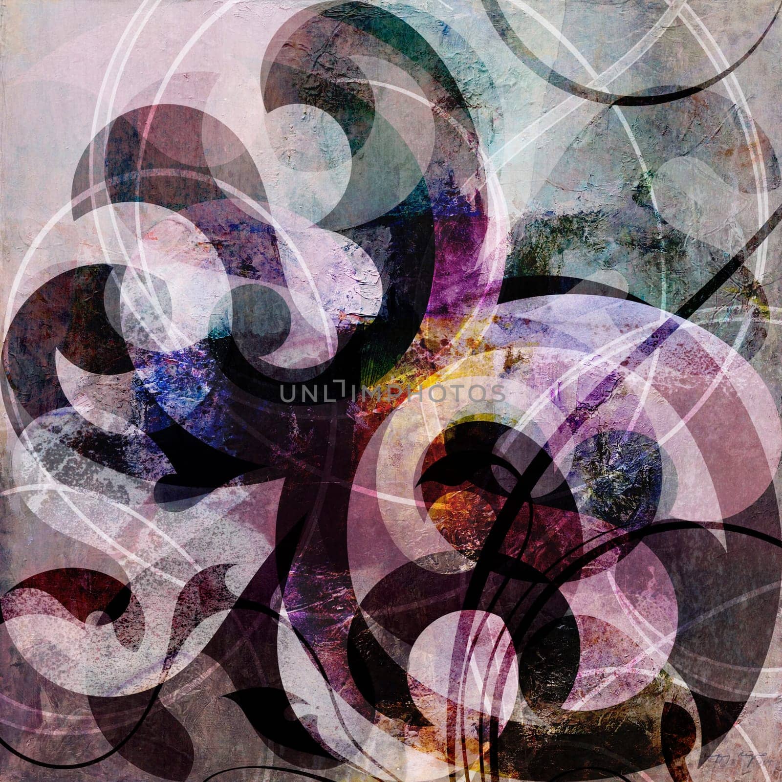 abstract painting in mixed-media style
