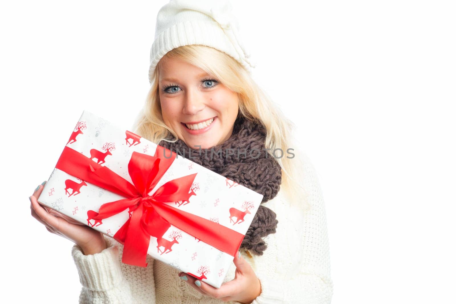Blonde woman with gift