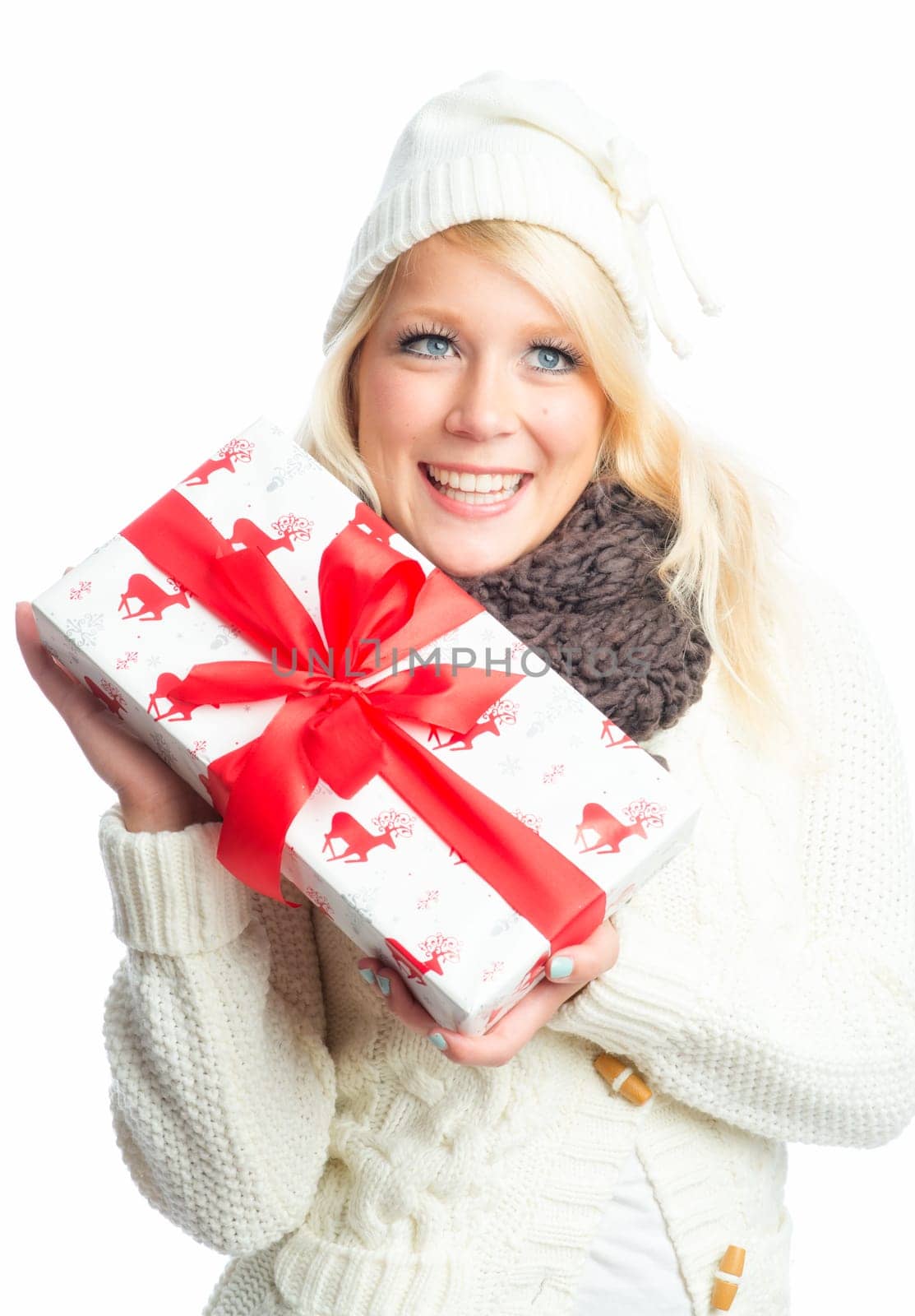 Blonde woman with gift