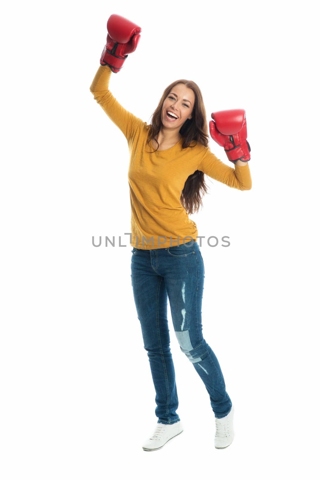 Woman with boxing gloves