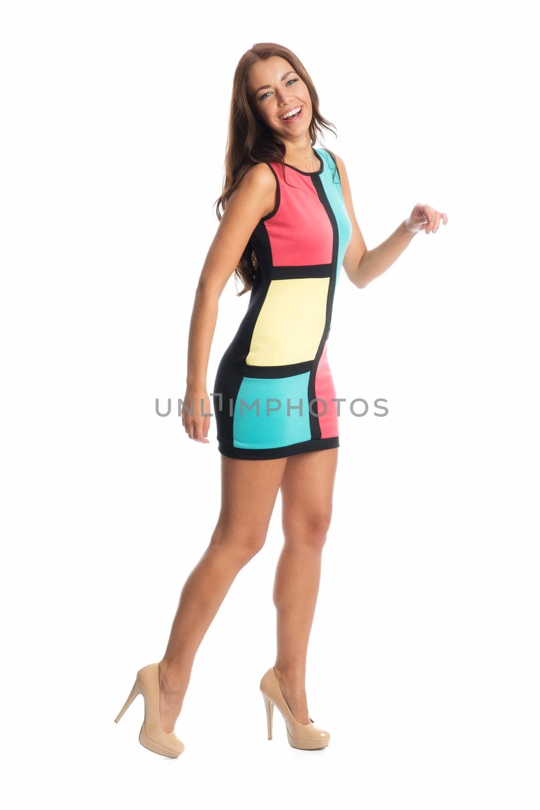 Woman in mini dress
