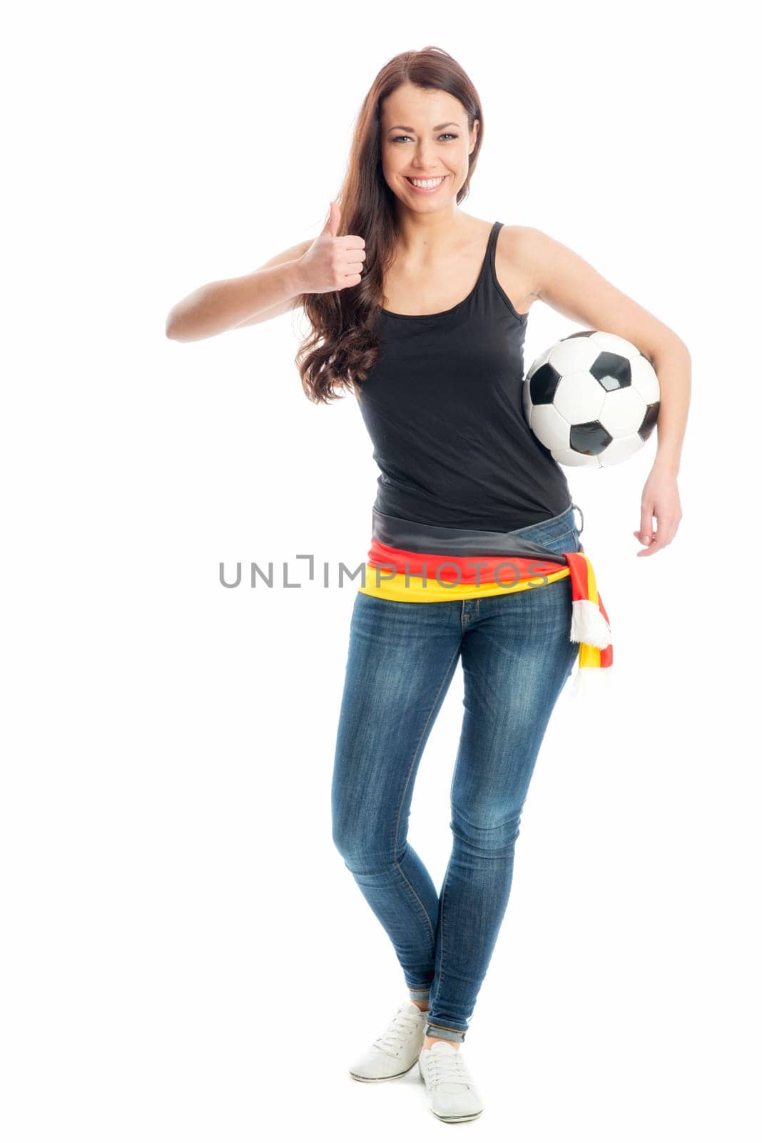 Football fan shows thumbs up