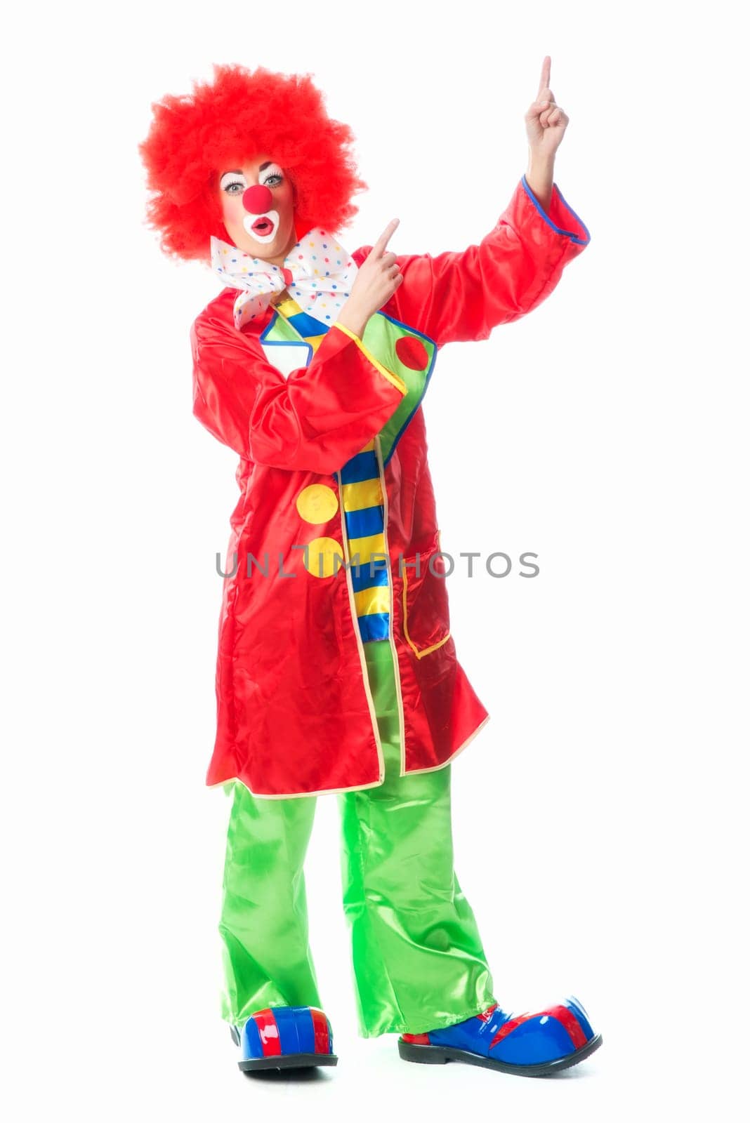 Clown points the finger