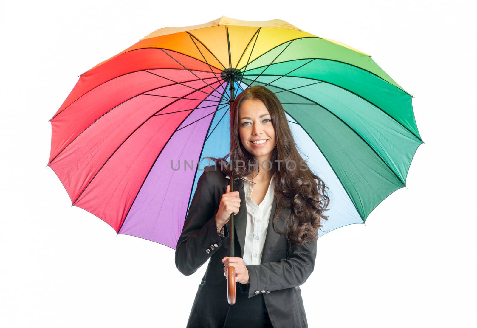 Businesswoman with umbrella