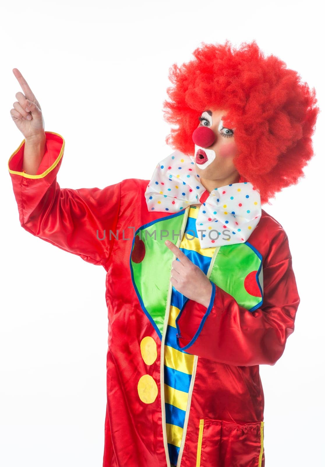 Clown points the finger