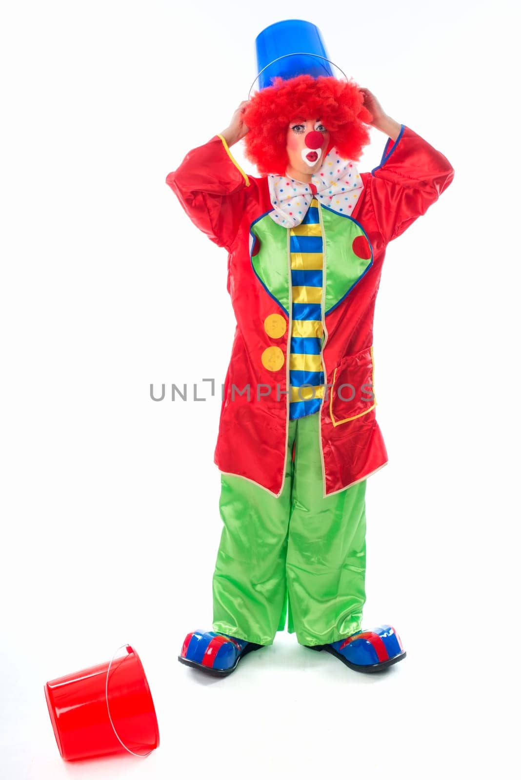 Clown with water bucket