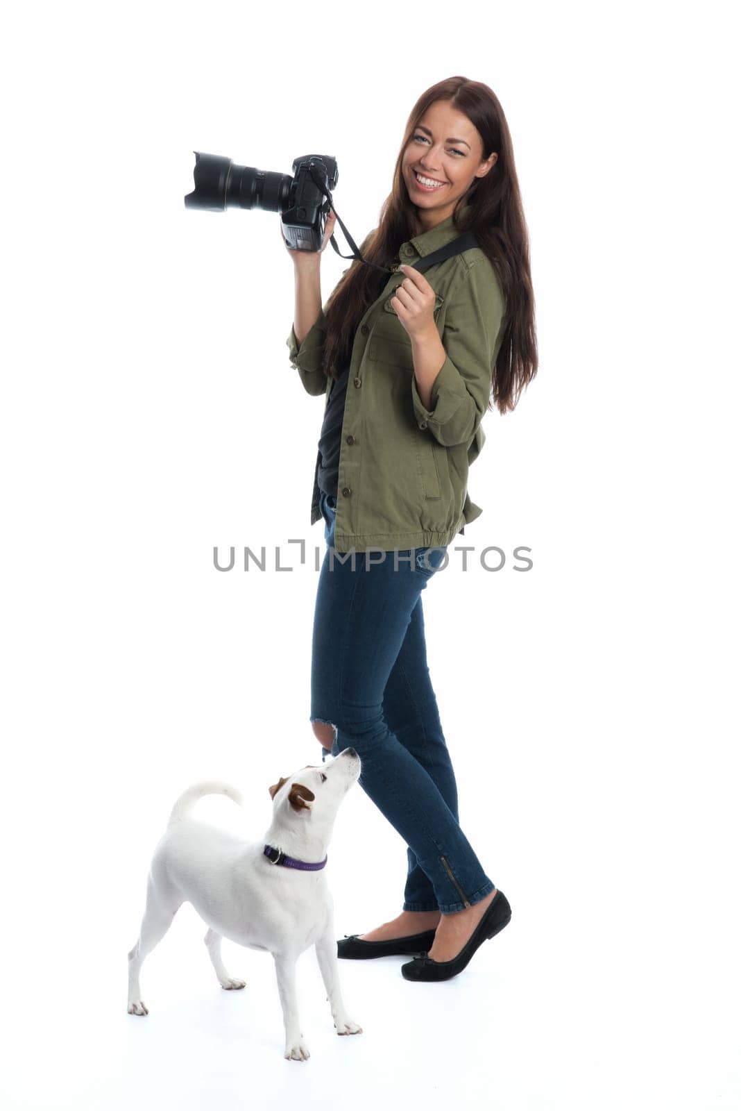 Photographer with dog