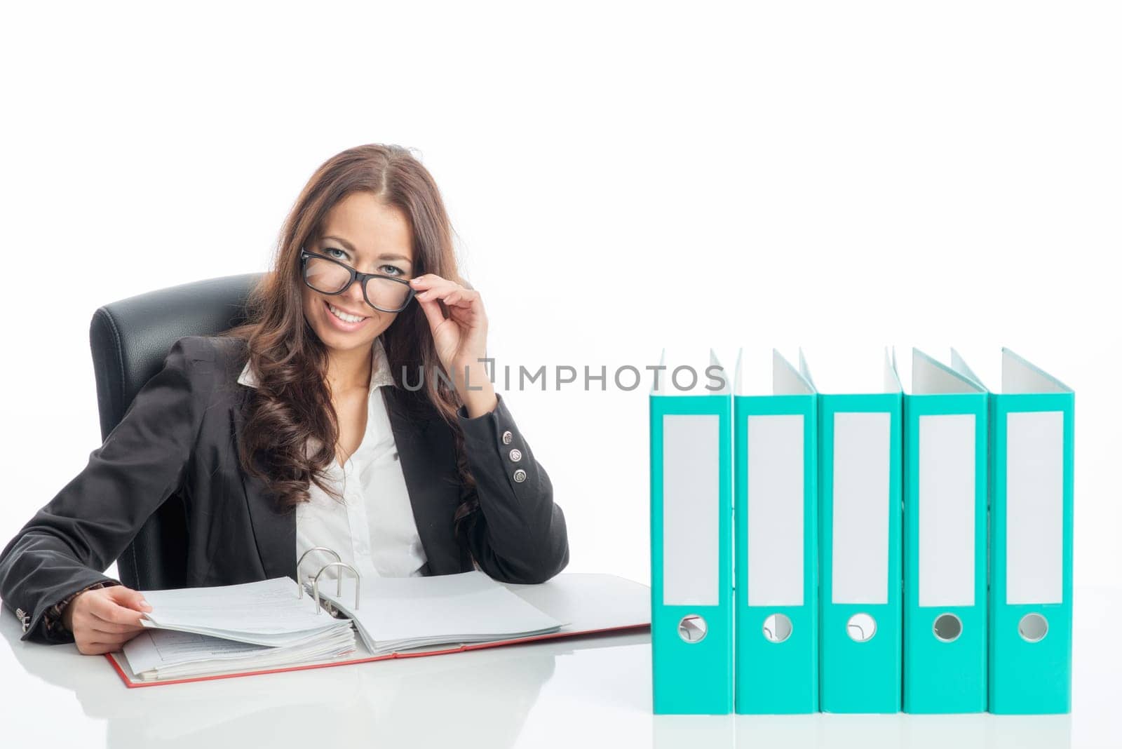 Businesswoman with files