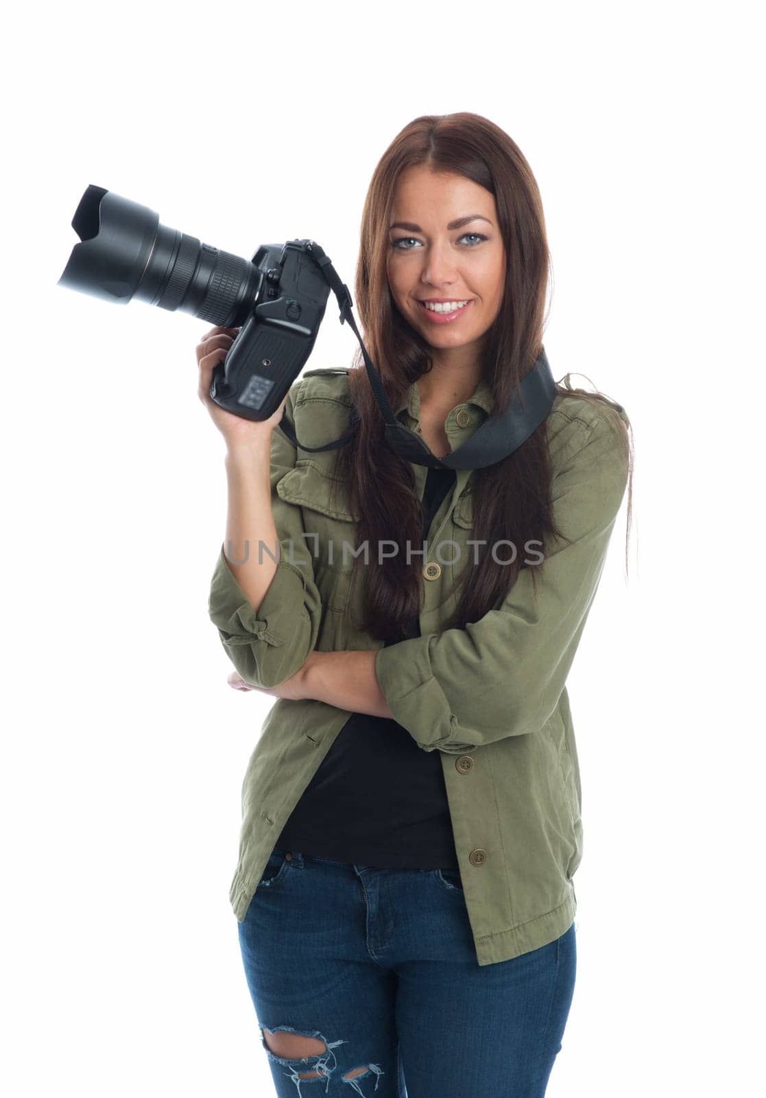 Young woman with camera
