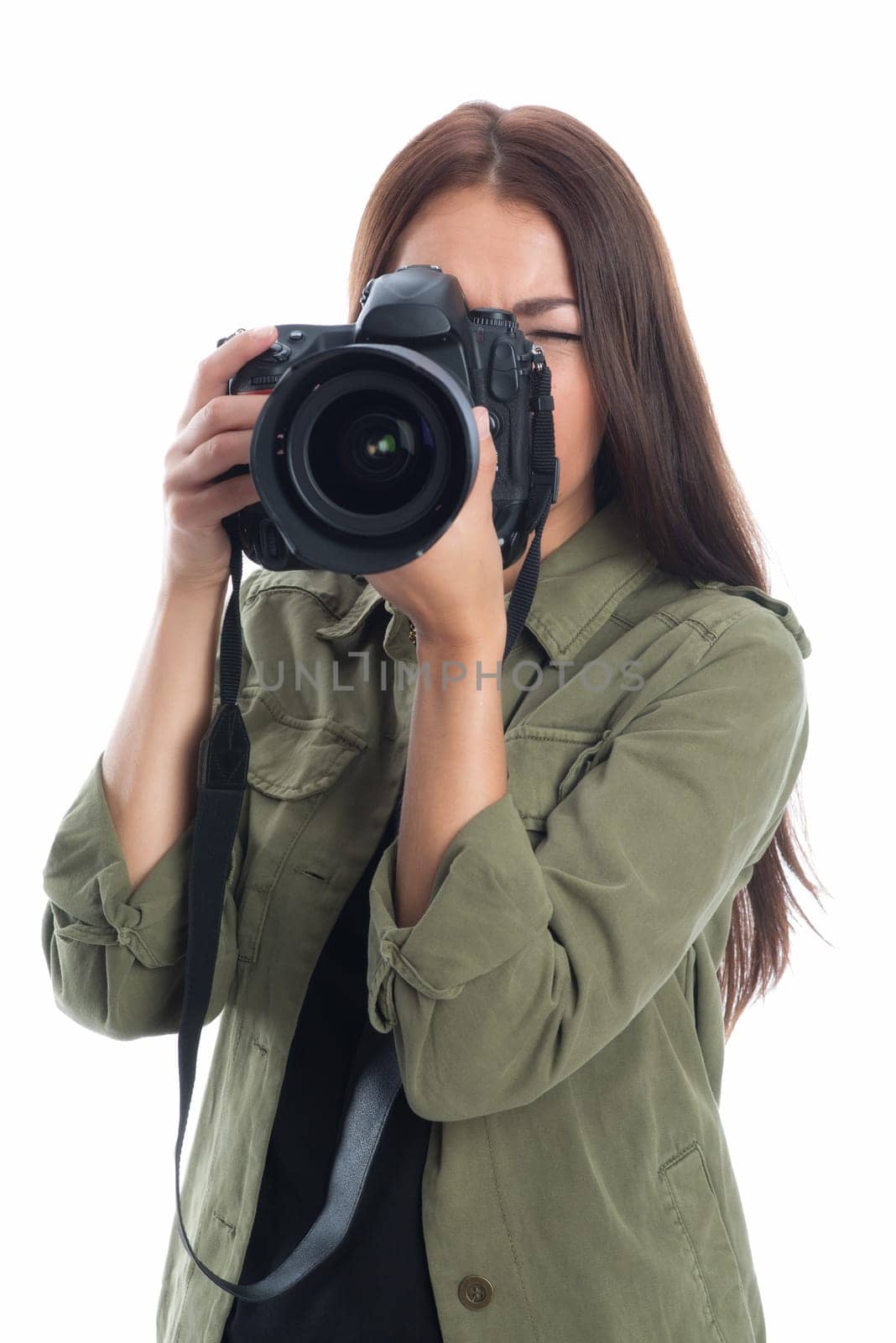 Young woman with camera