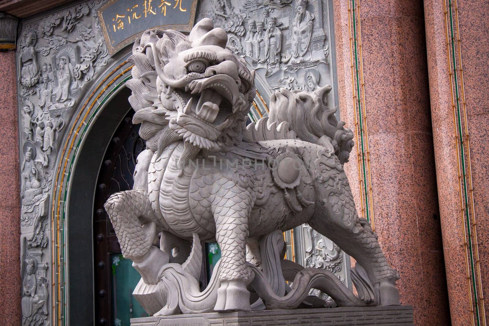 Asian temple with zodiac signs and religious symbols in Malaysia