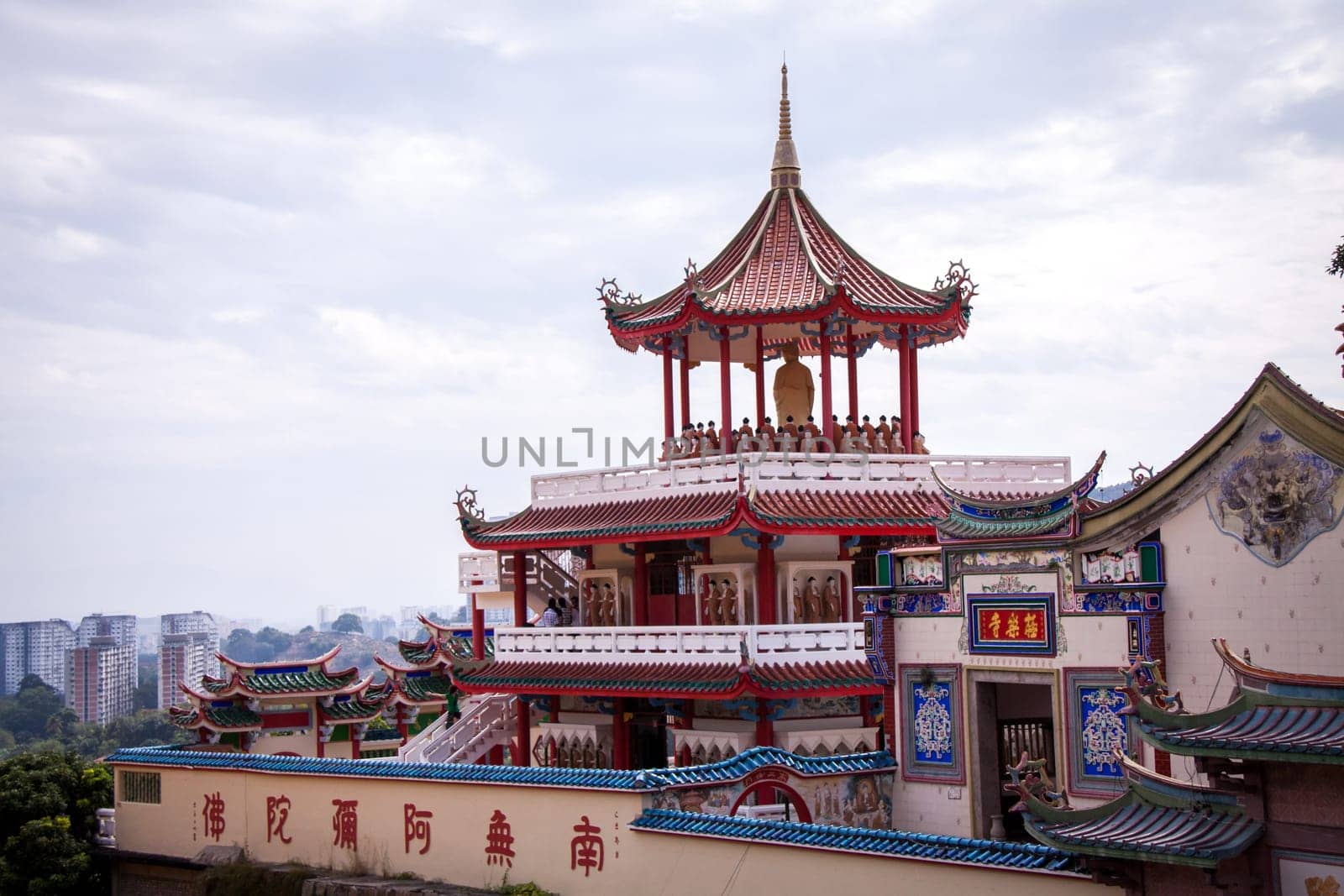 Asian temple with zodiac signs and religious symbols in Malaysia