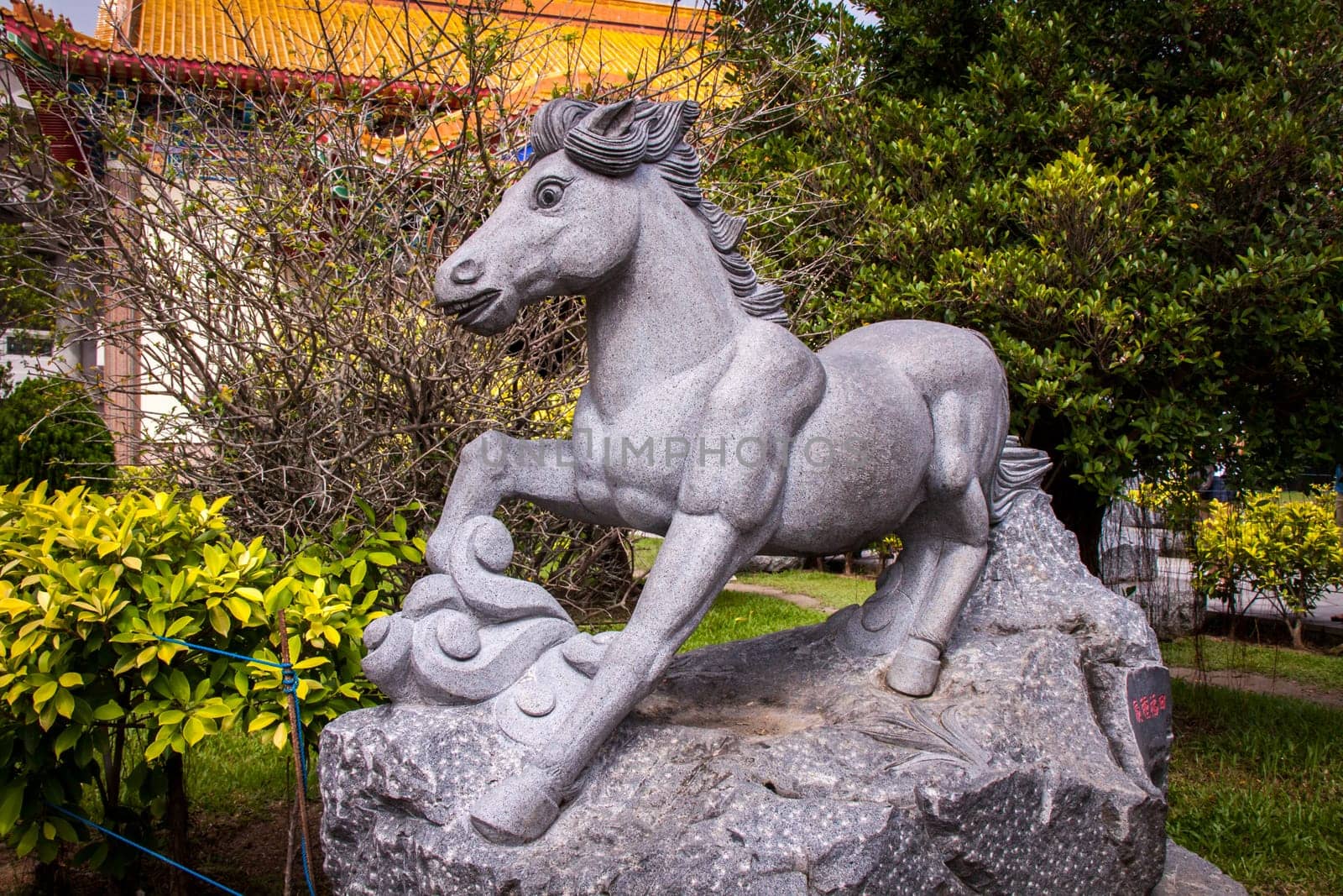Asian temple with zodiac signs and religious symbols in Malaysia