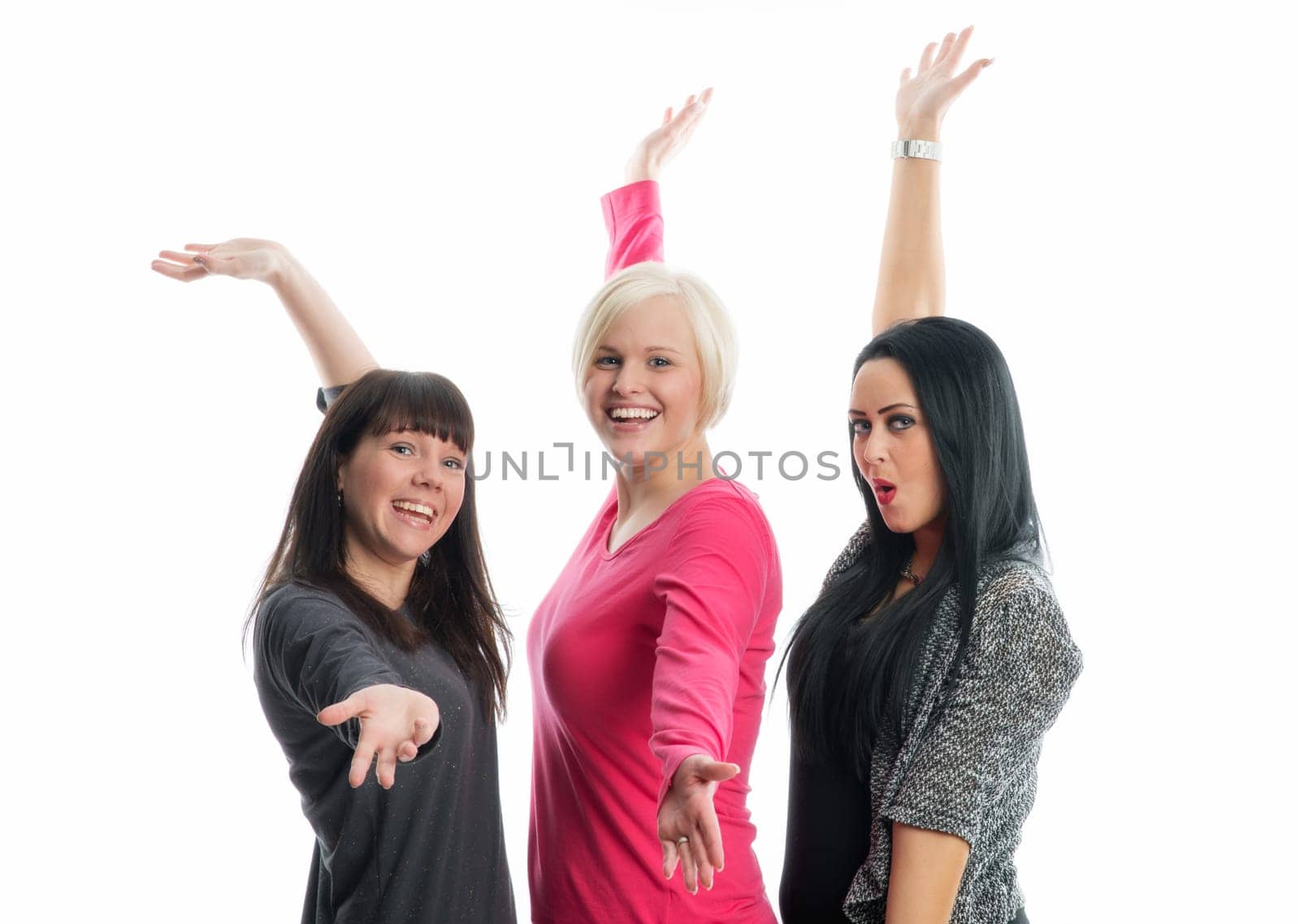 Jubilant trio of girls