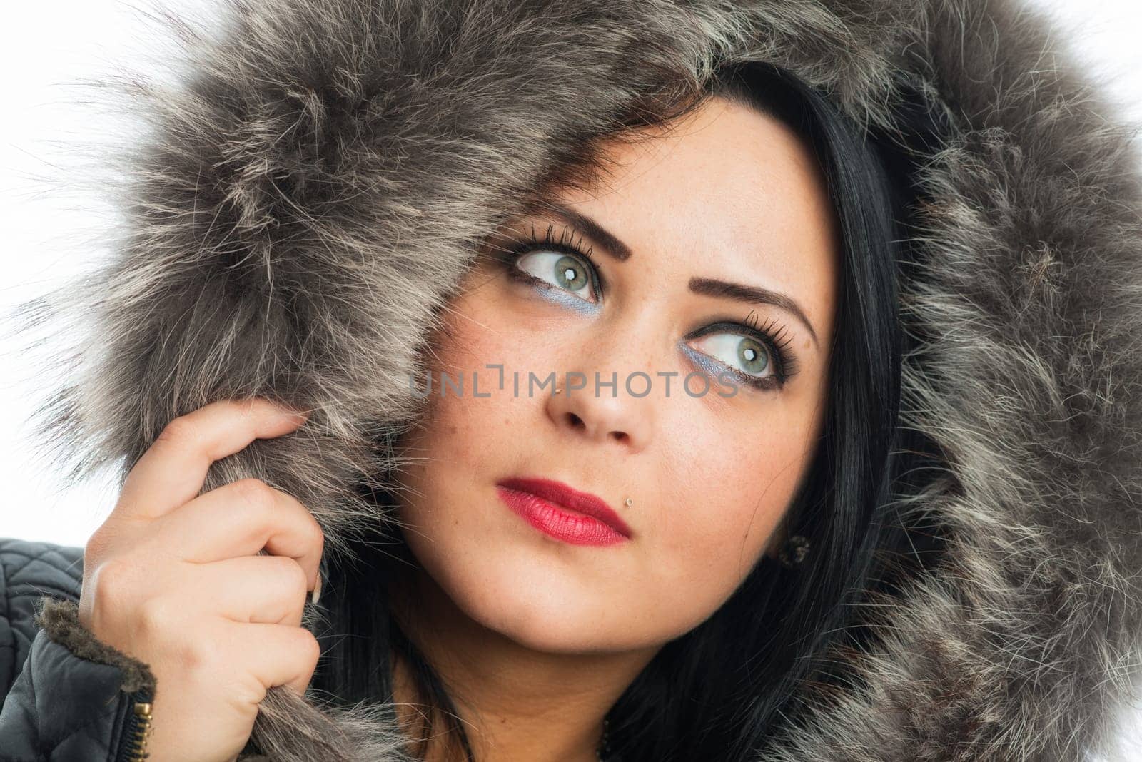 Racy woman with fur collar