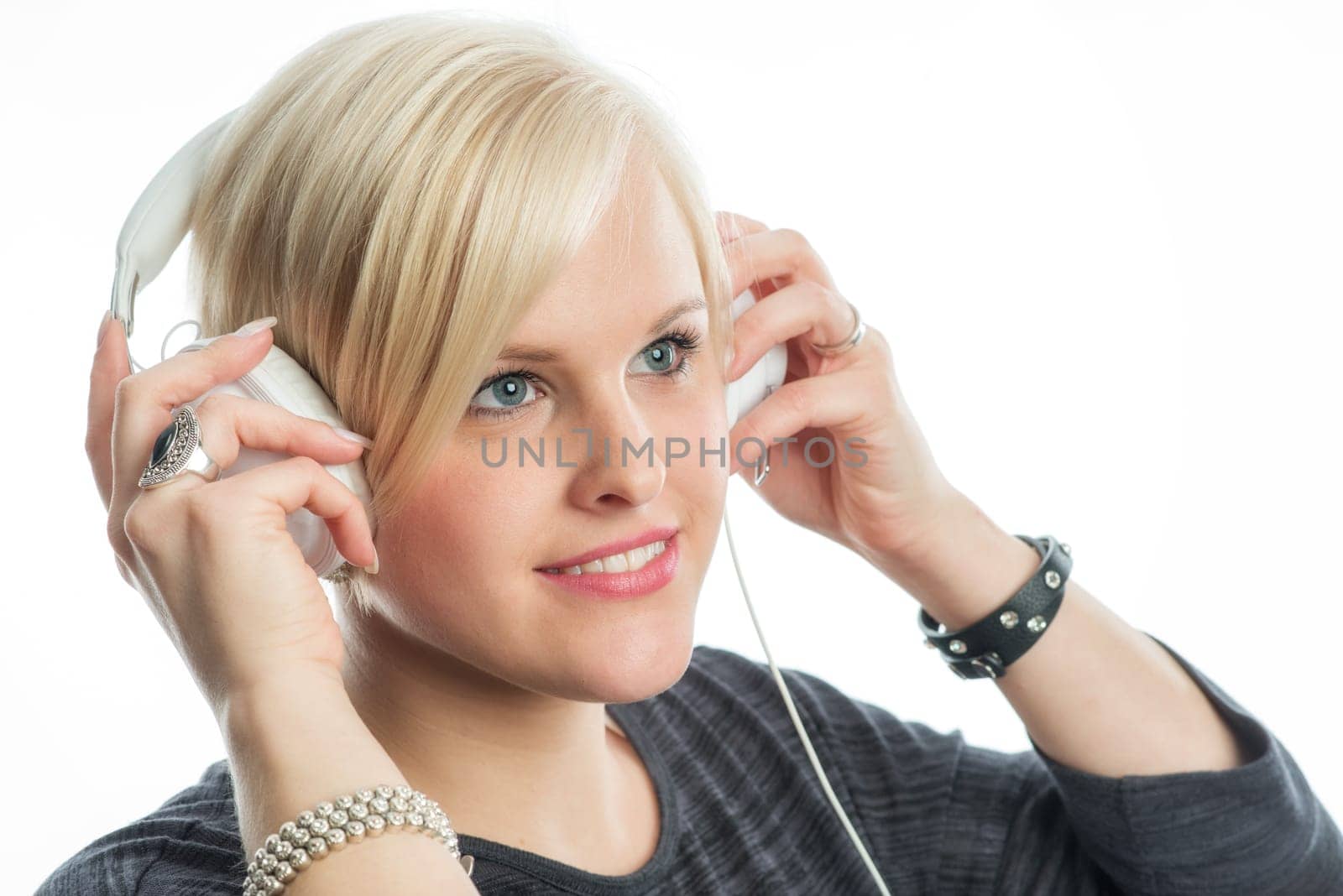 Blonde girl with headphones