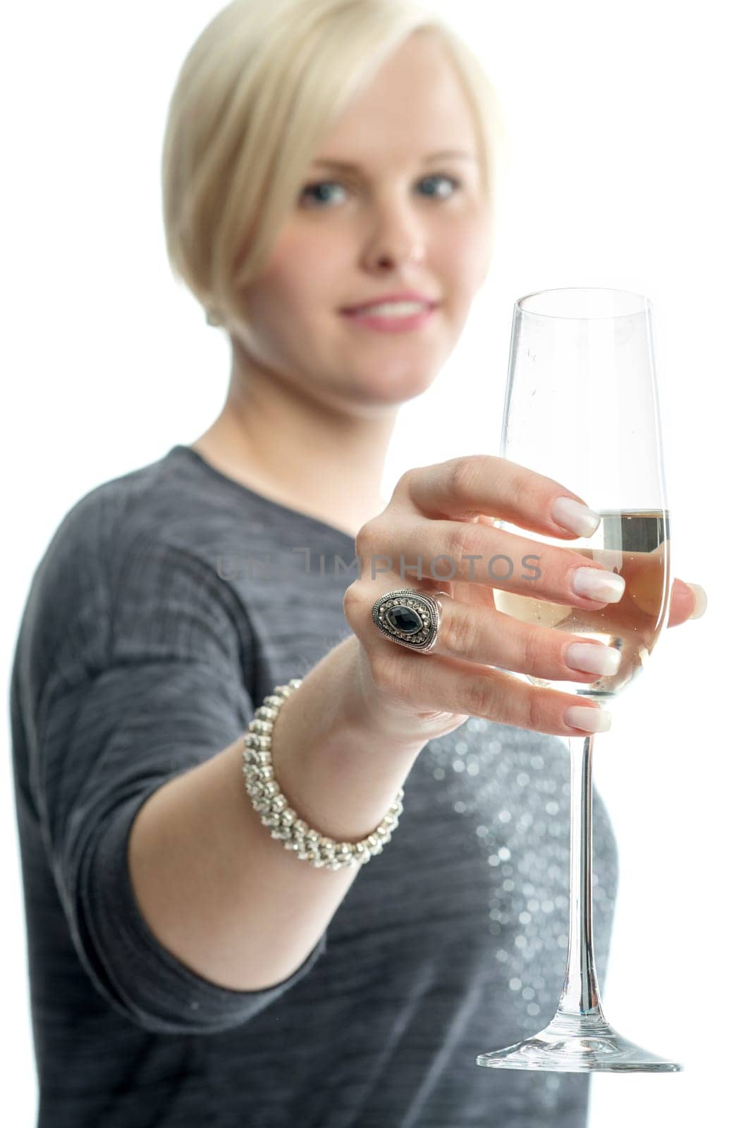 Blonde girl with champagne glass