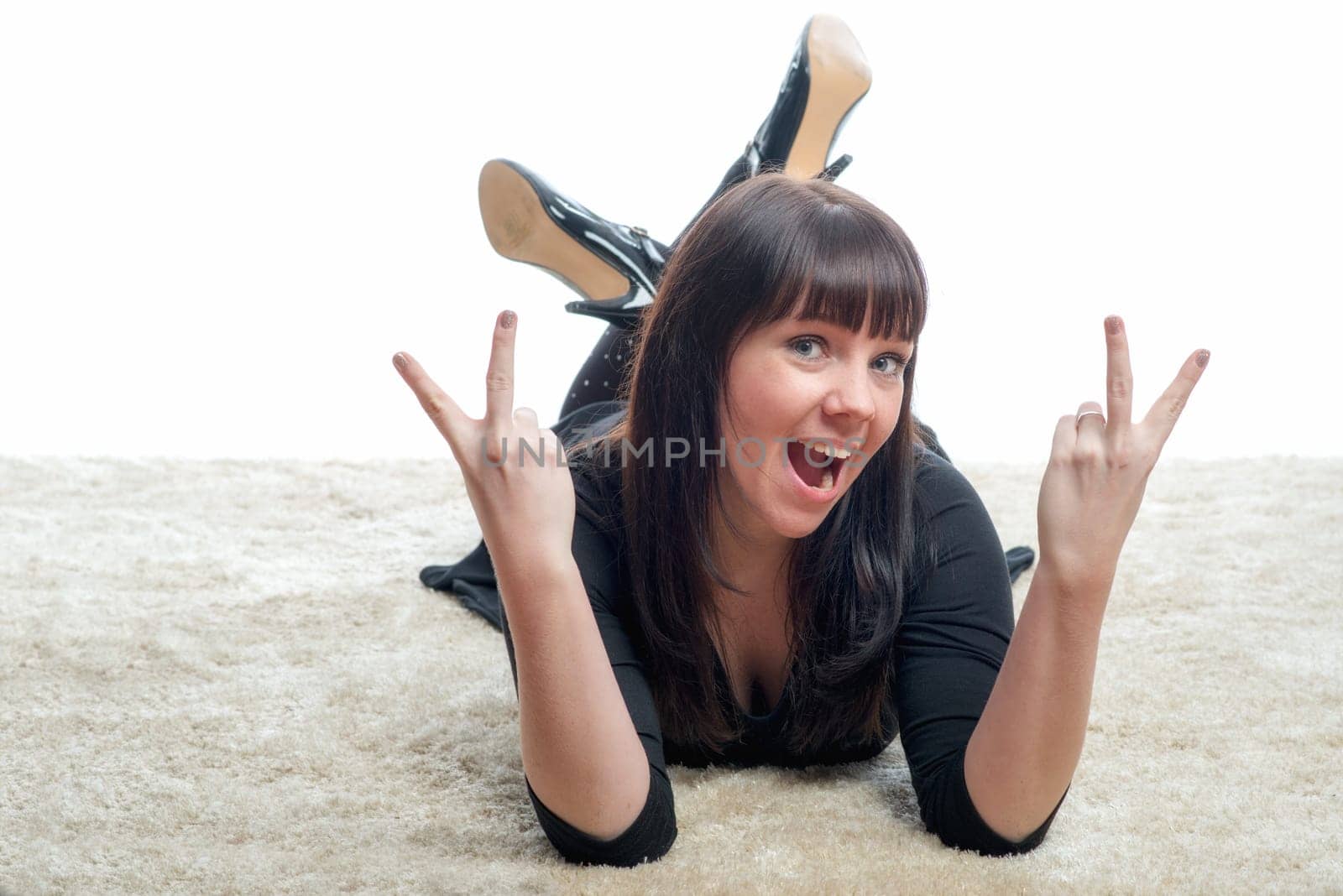 Happy Girl Shows Victory