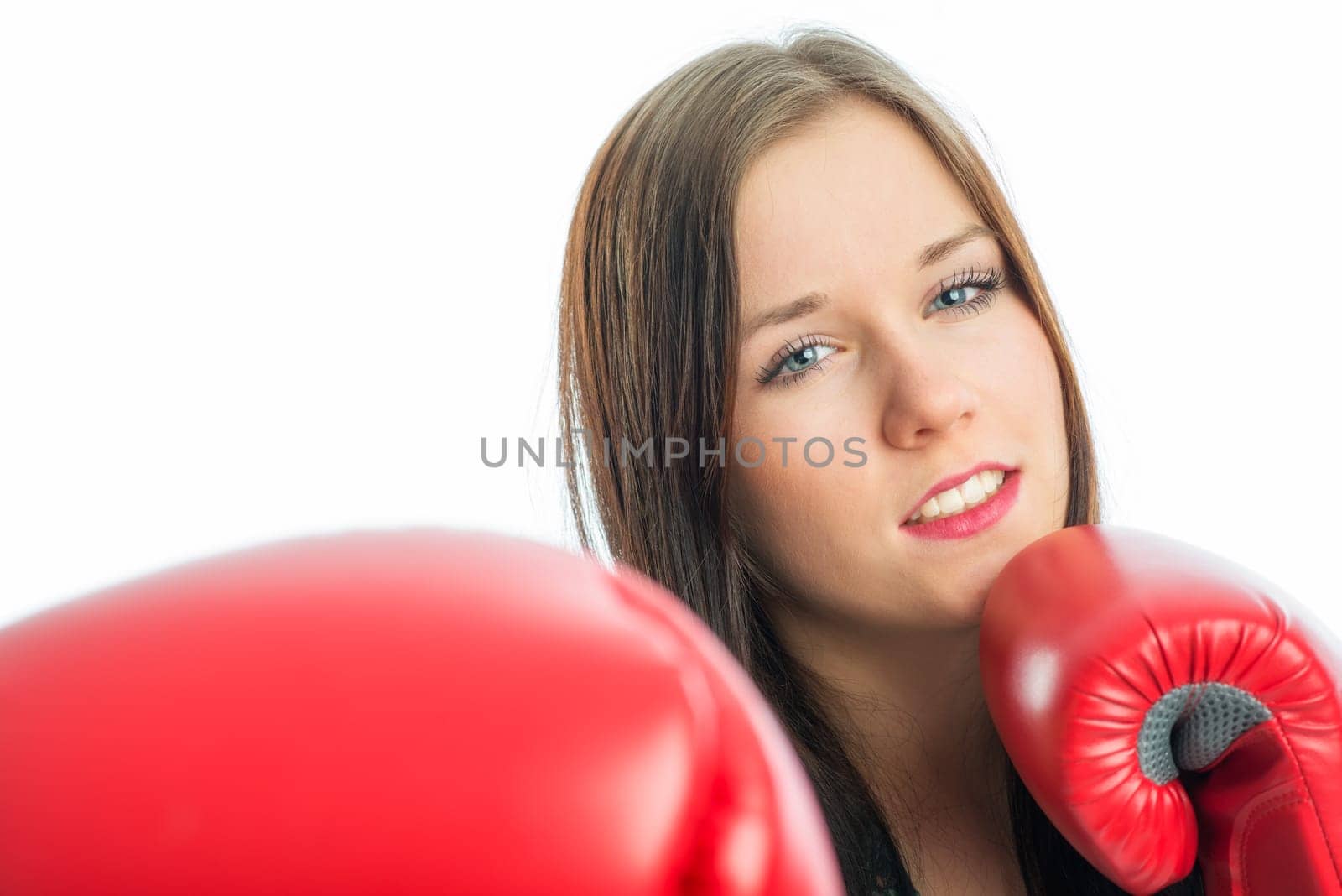 Young girl with boxing gloves