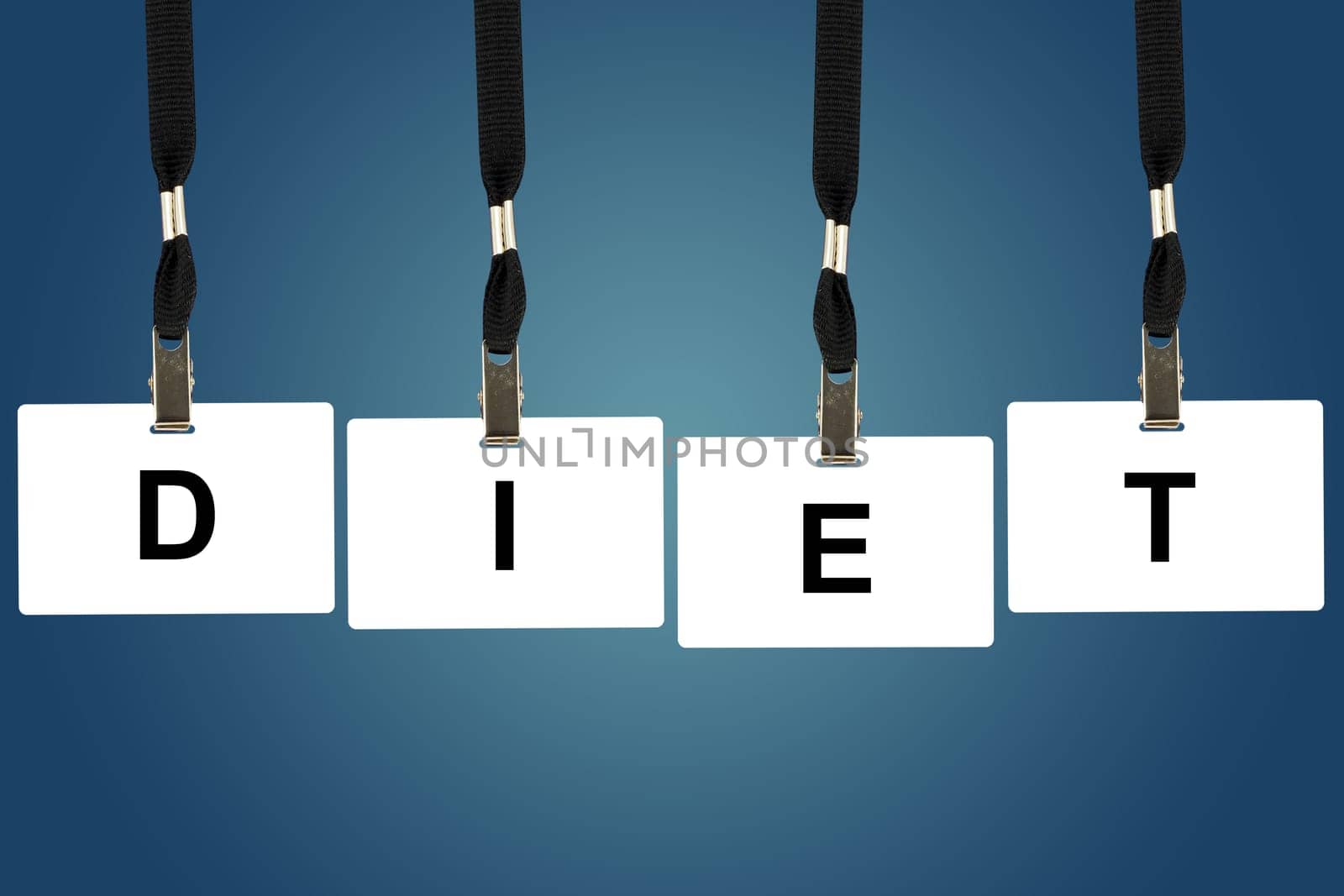 Diet word on badge with blue background