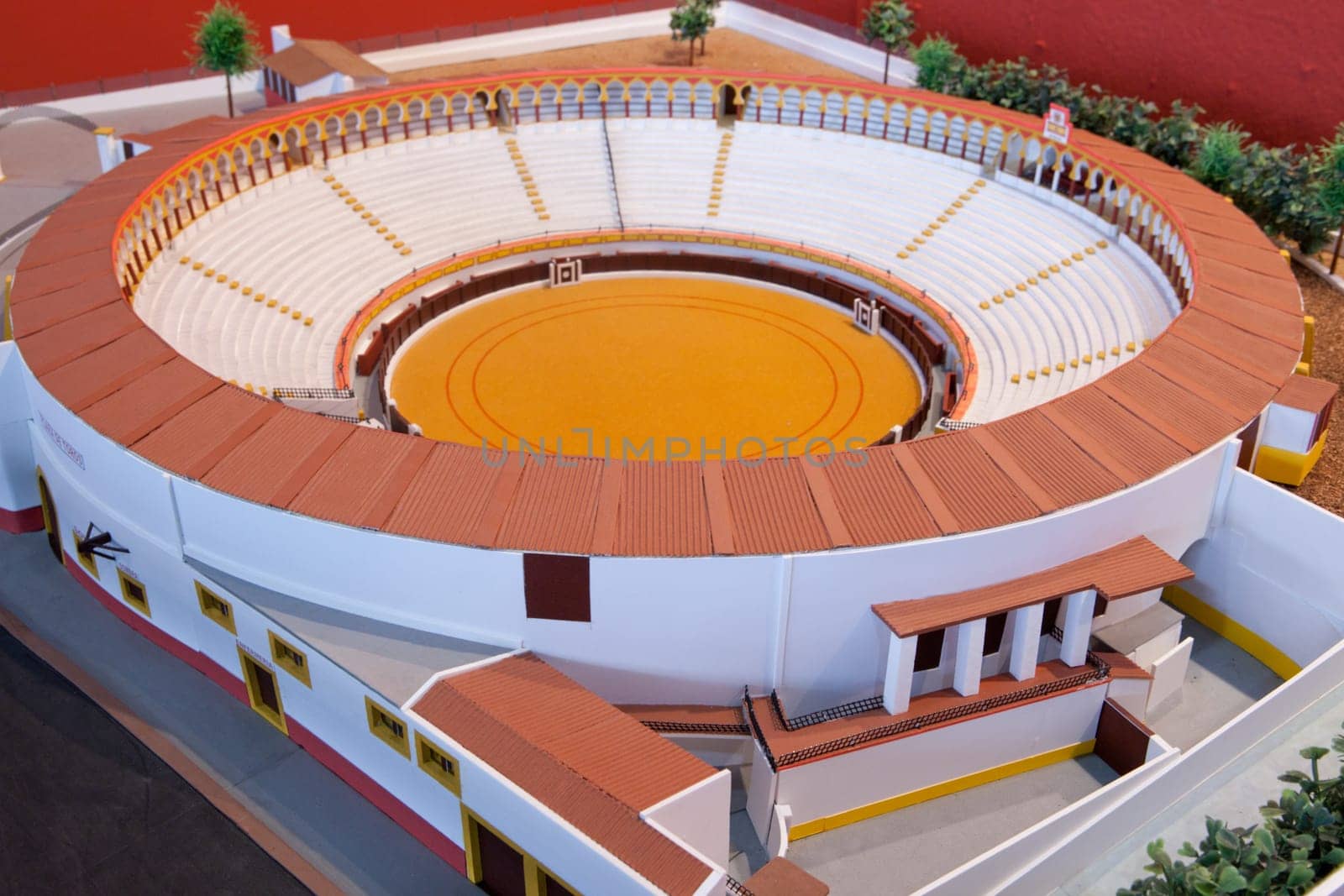 Mockup of Olivenza bullring. Famous old bullring atached the city houses, Badajoz, Spain