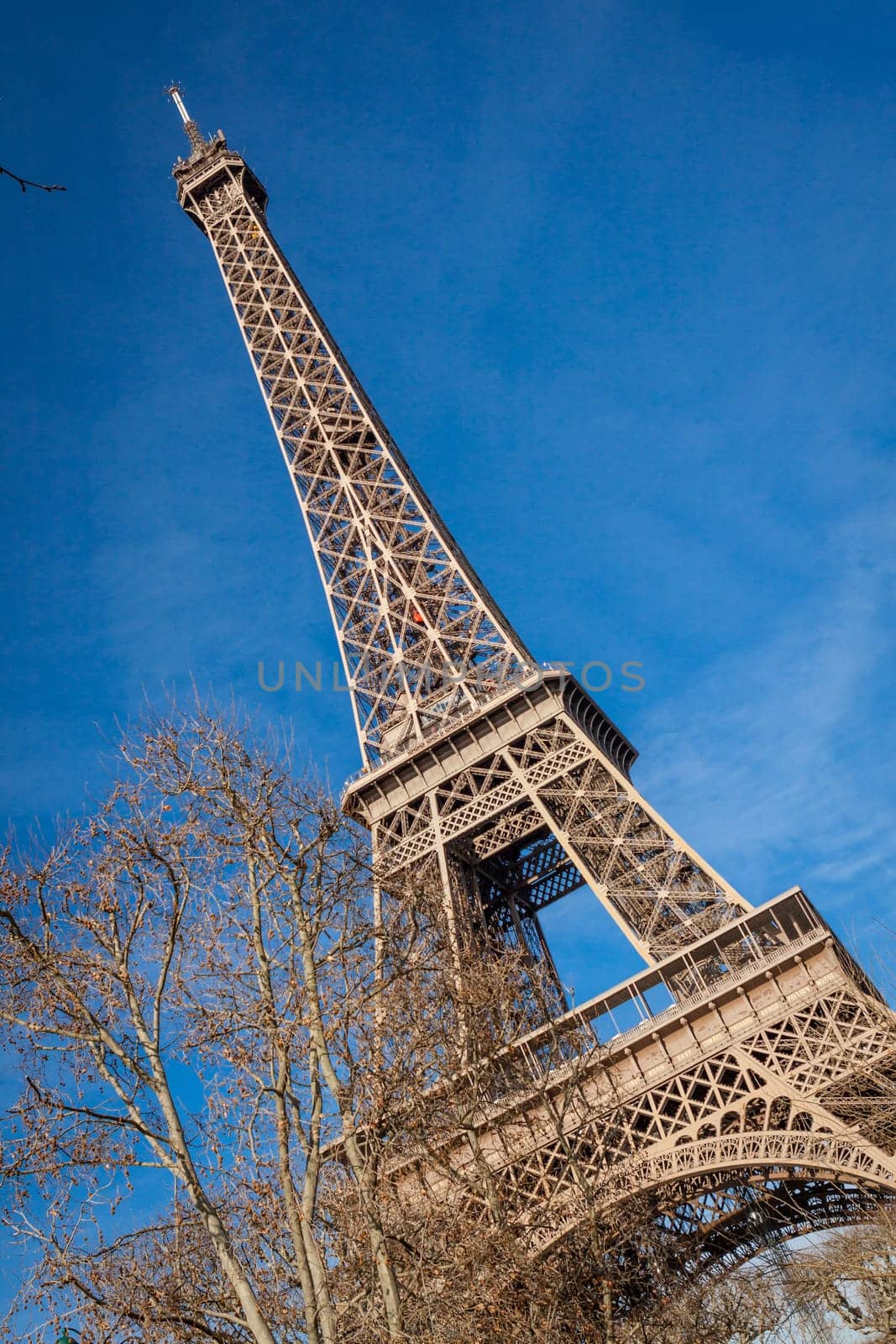 eiffeltower in paris landmark in front of blue sky in spring architecture view