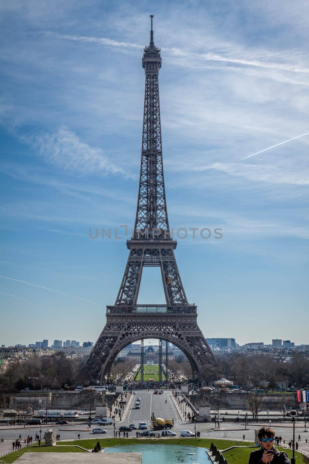eiffeltower in paris landmark in front of blue sky in spring architecture view